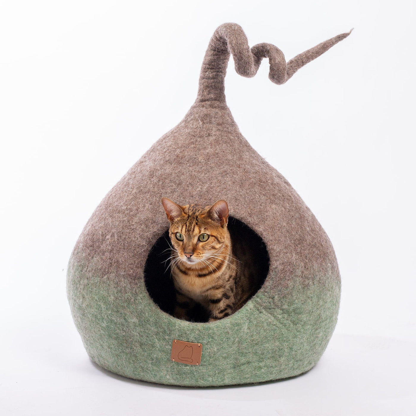 Fade Cat Cave, Tail, a felted wool cat cave bed by Fuzzy Cove