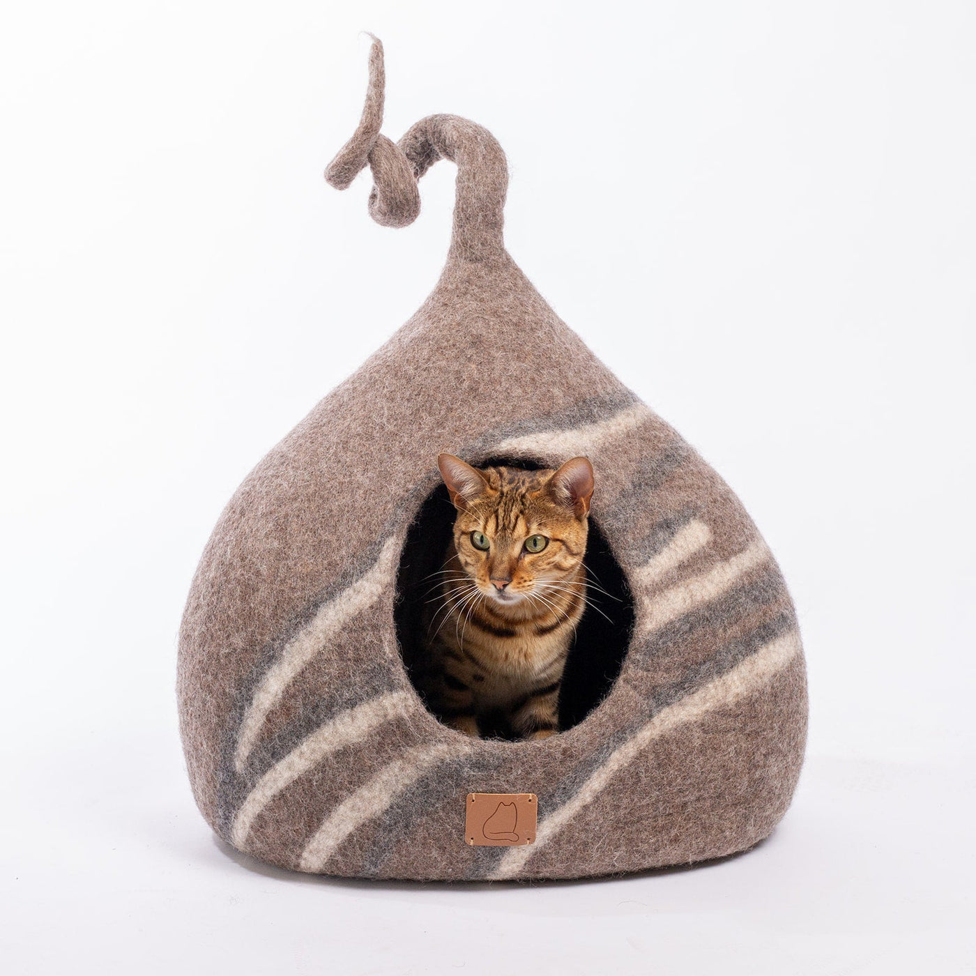 Stone Cat Cave, Tail, a felted wool cat cave bed by Fuzzy Cove
