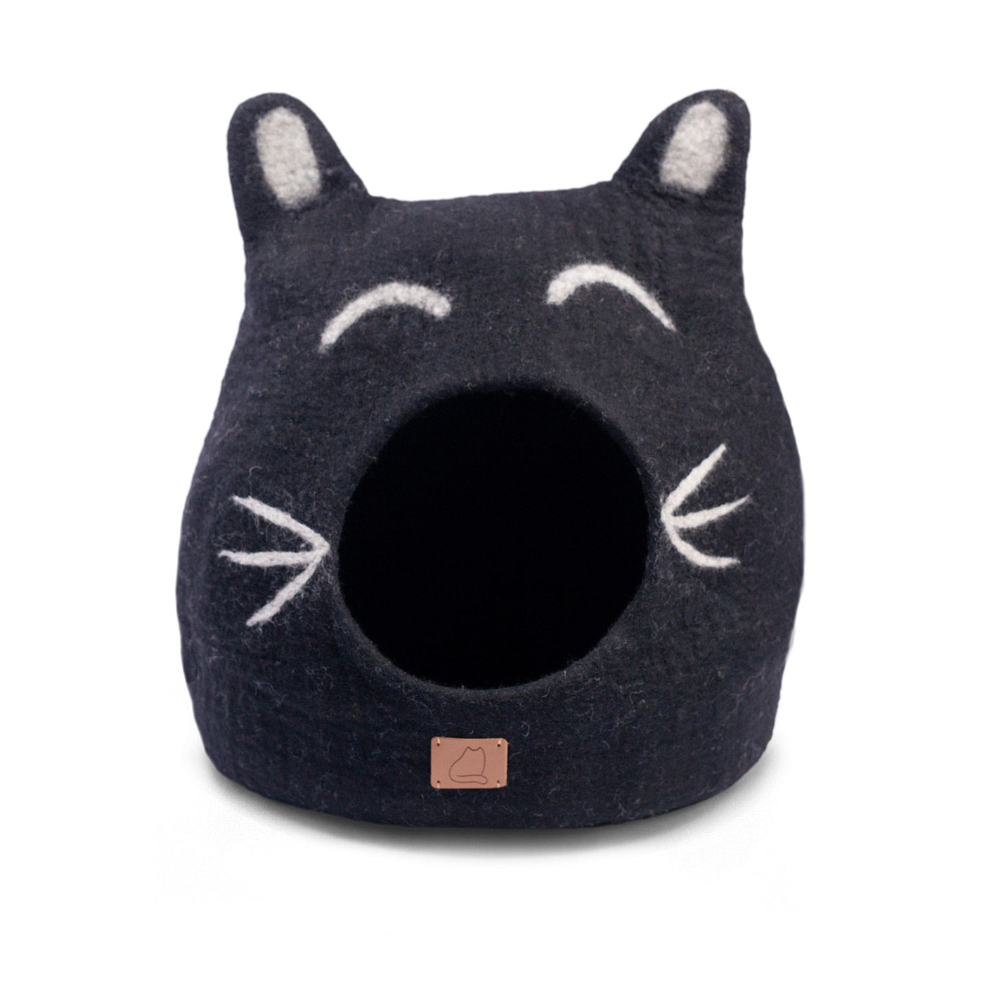Boy Cat Cave, Ears, a felted wool cat cave bed by Fuzzy Cove