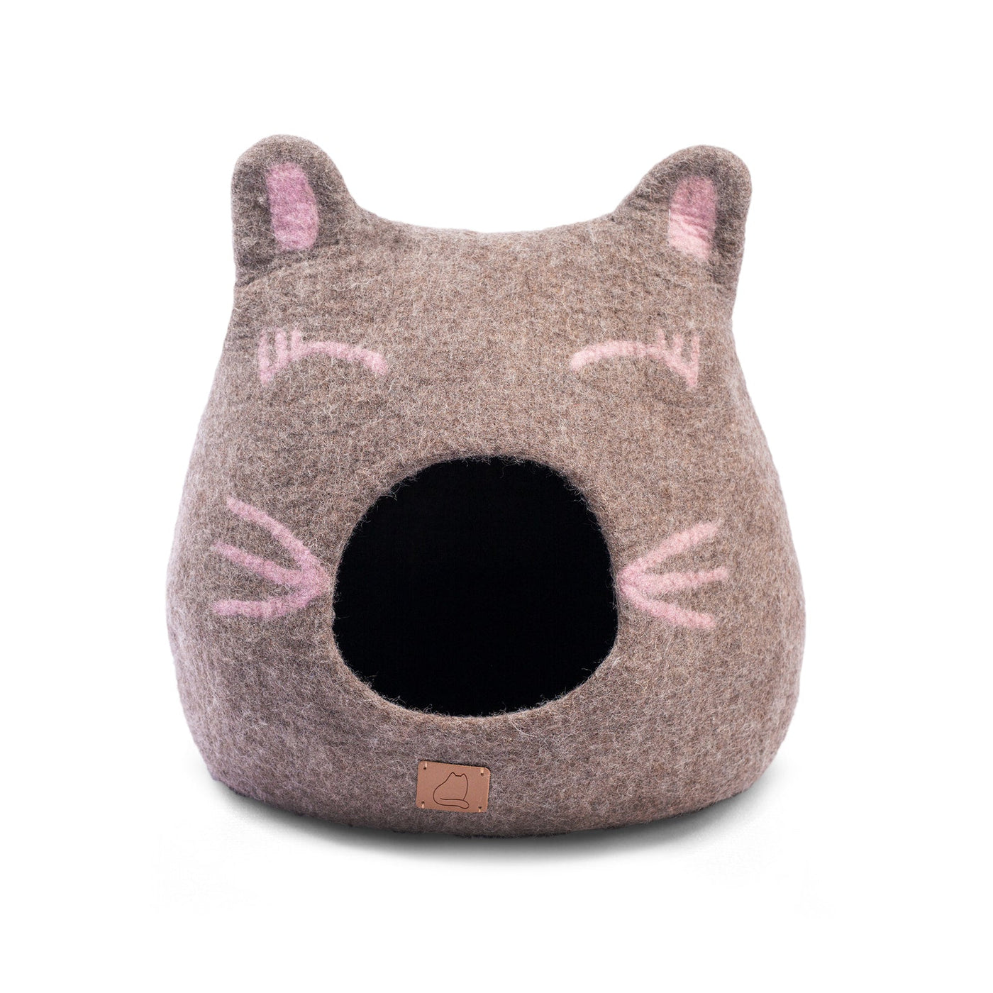 Girl Cat Cave, Ears, a felted wool cat cave bed by Fuzzy Cove