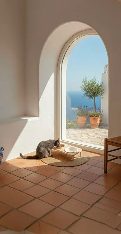 Cala Blanca Ceramic Cat Feeder, view 2