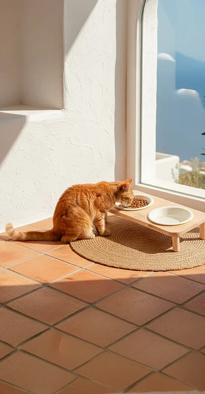 Cala Blanca Ceramic Cat Feeder, view 3