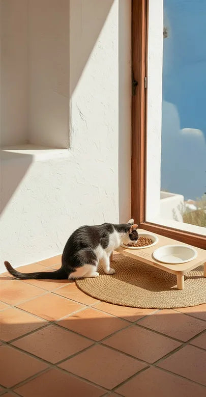 Cala Blanca Ceramic Cat Feeder, view 4