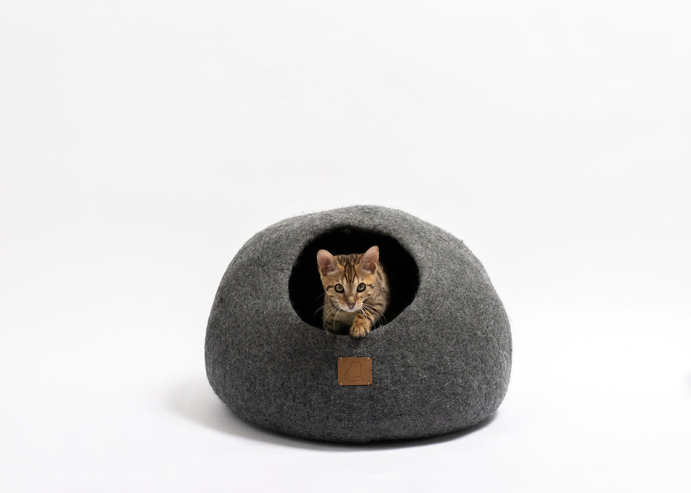 Stone Cat Cave, Round, a felted wool cat cave bed by Fuzzy Cove