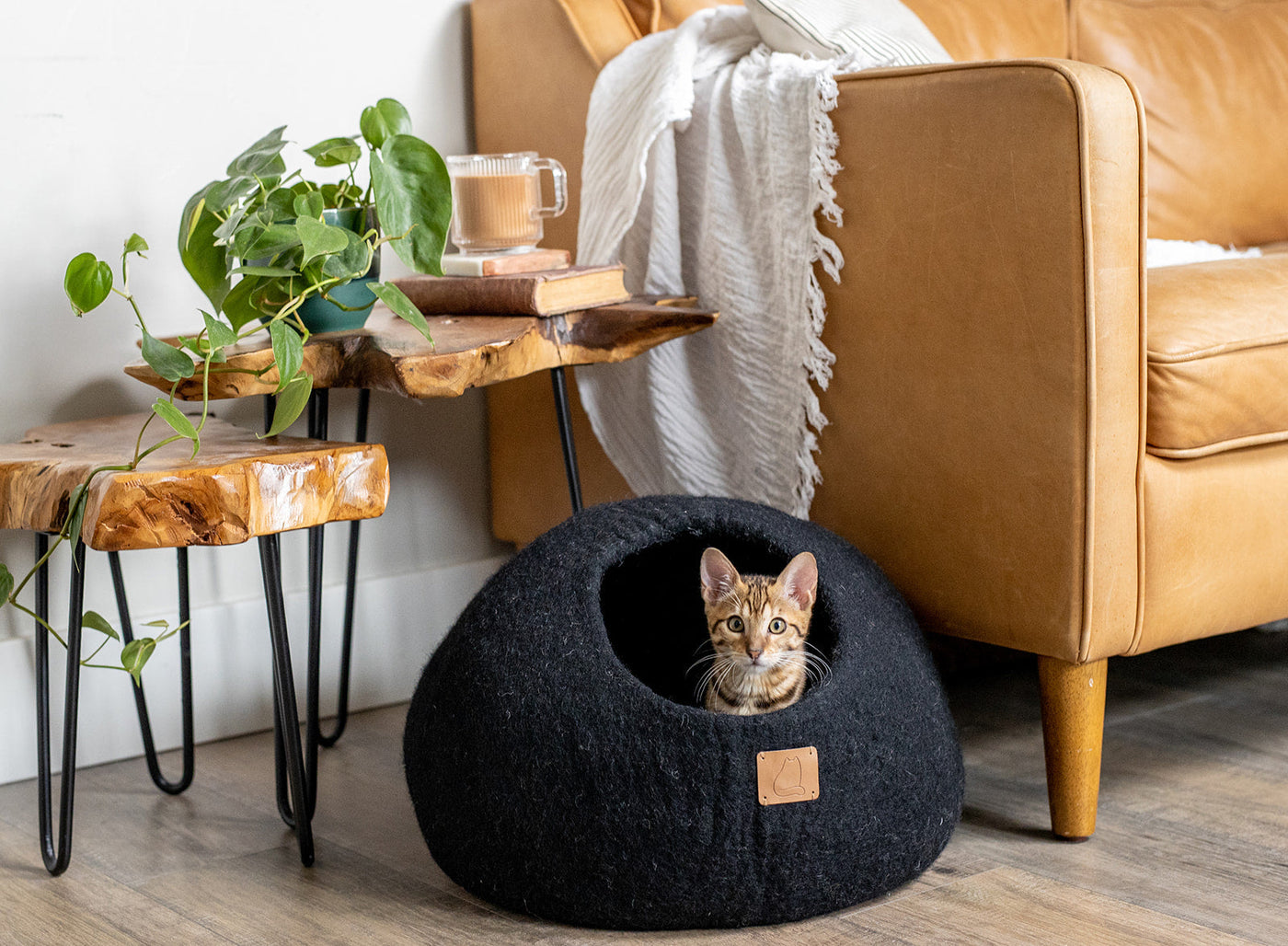 Felted Wool Cat Cave, Round, a felted wool cat cave bed by Fuzzy Cove