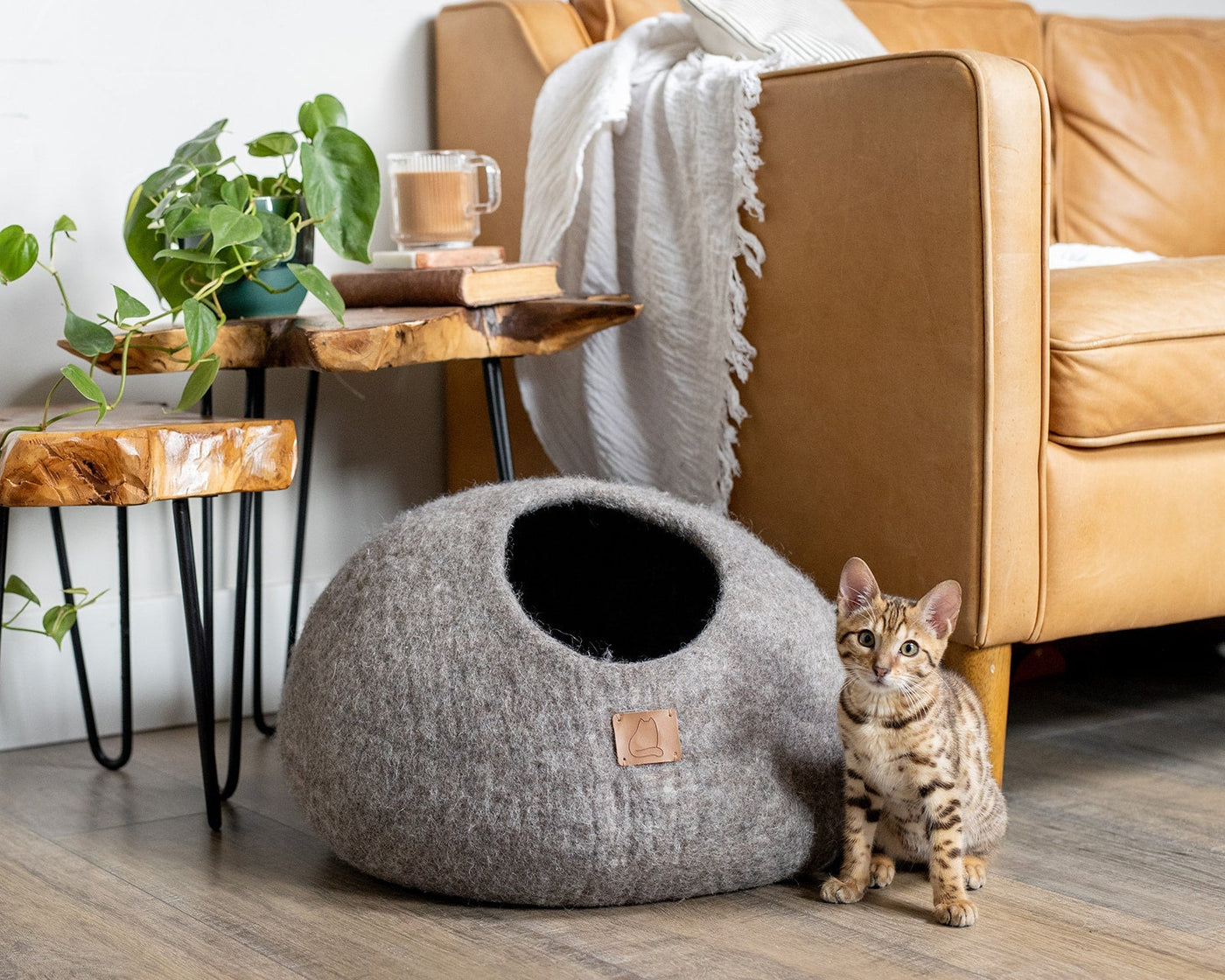 Felted Wool Cat Cave, Round, a felted wool cat cave bed by Fuzzy Cove