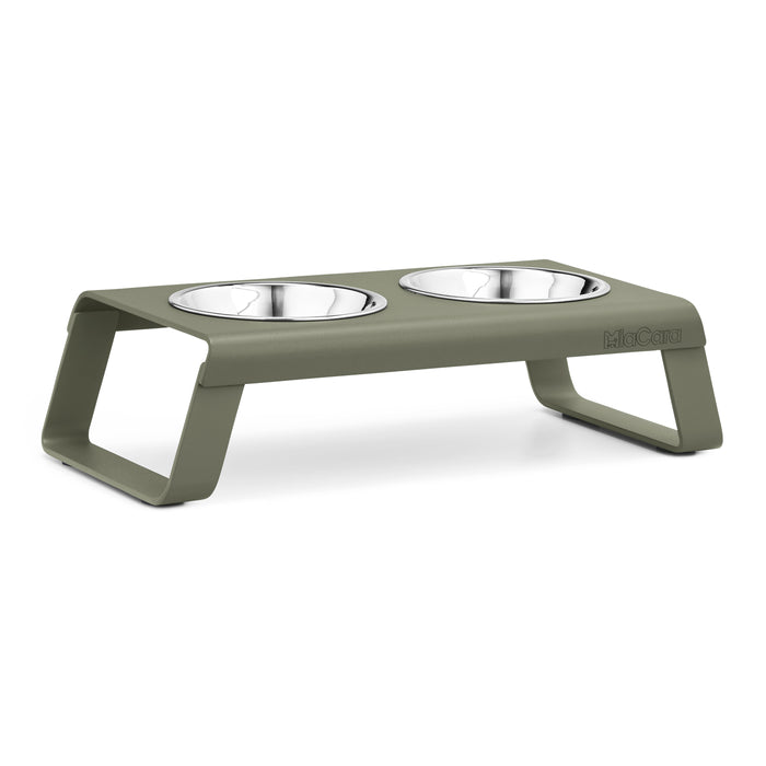 Desco Cat Feeder, Powder-Coated, Steel Bowls, Grolive