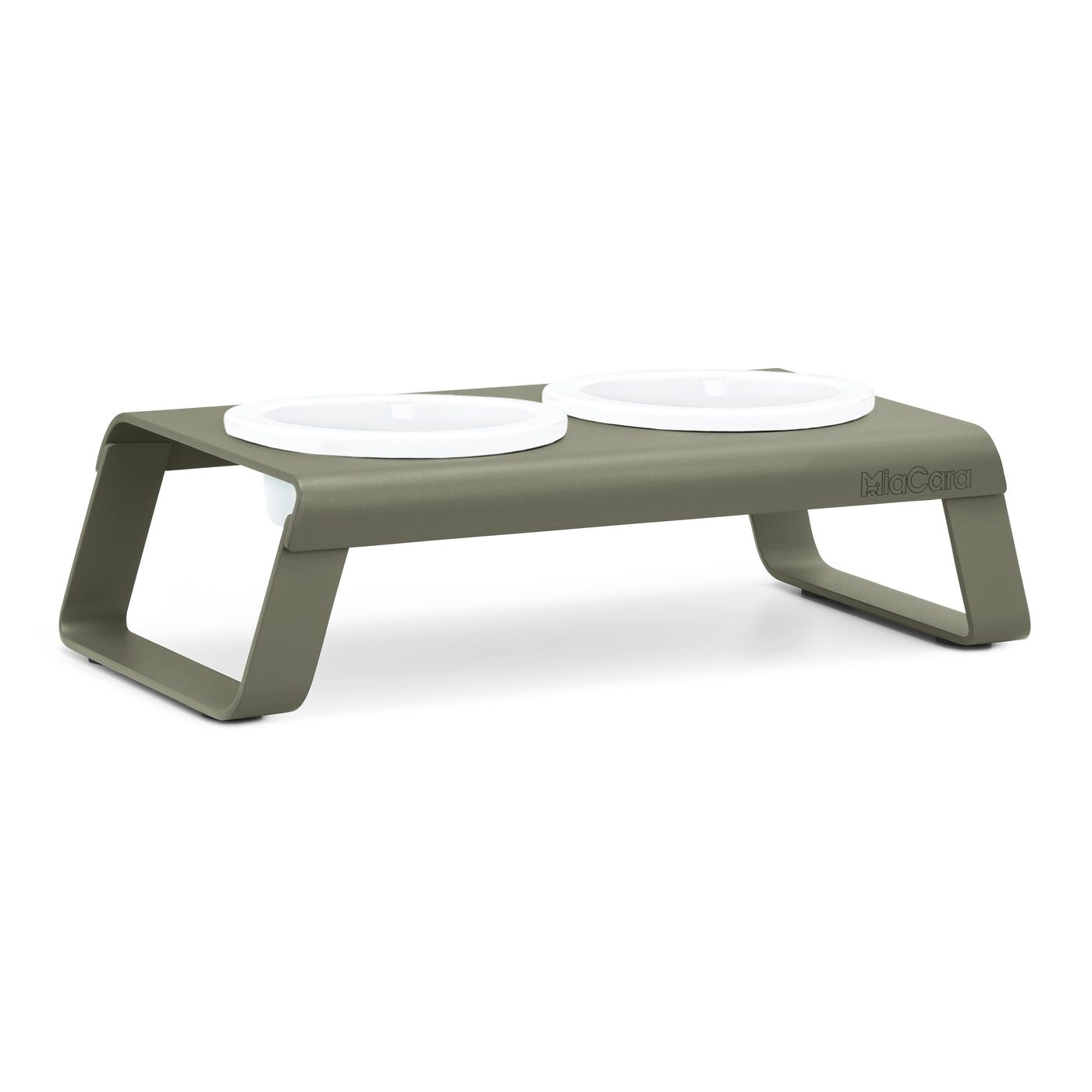Desco Cat Feeder, Powder-Coated, Porcelain Bowls, Grolive