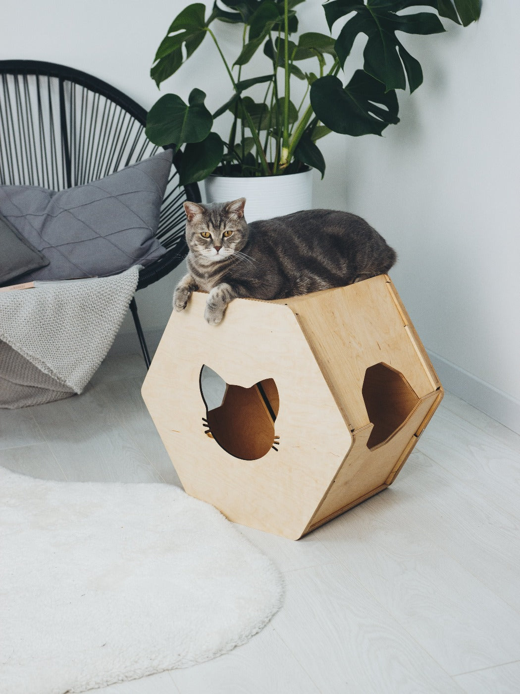 Hexagon Cat House Grey