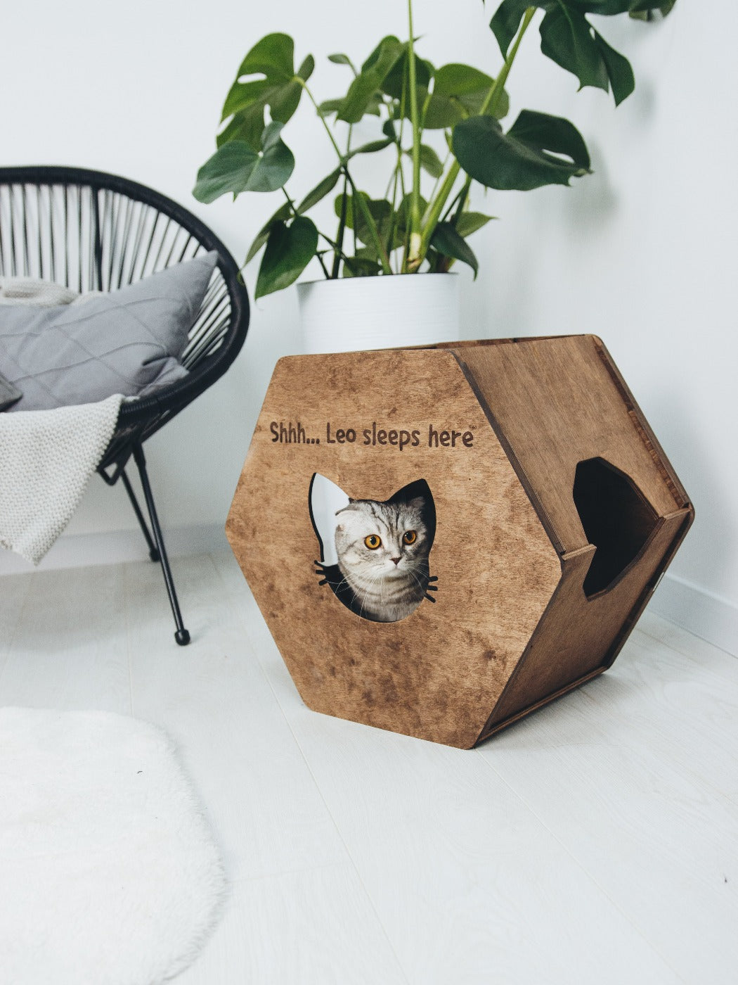Hexagon Cat House Grey