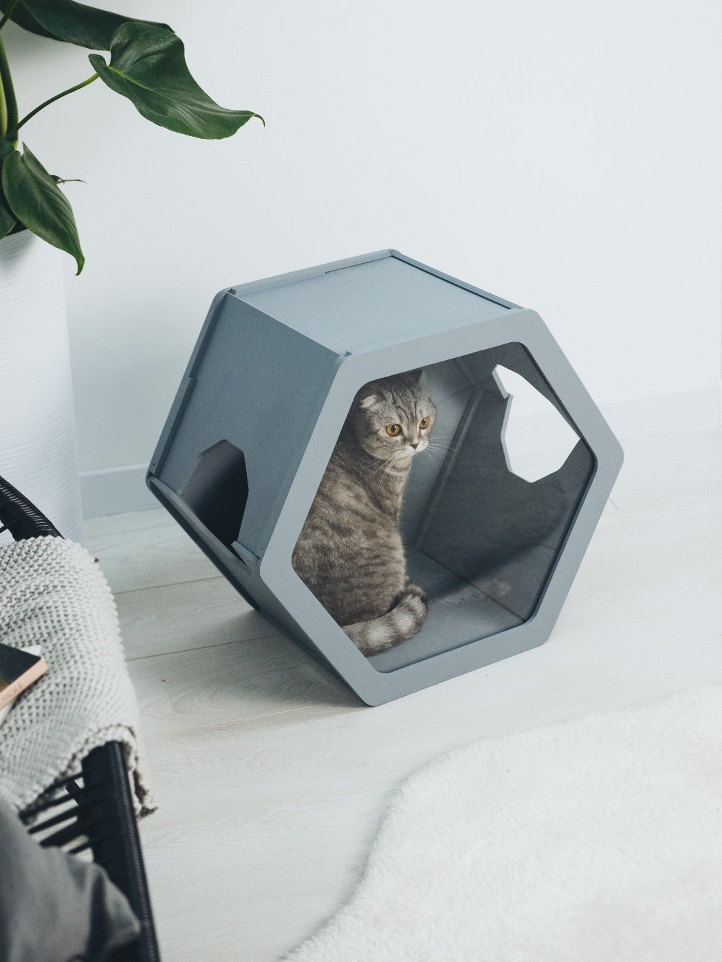 Hexagon Cat House Grey