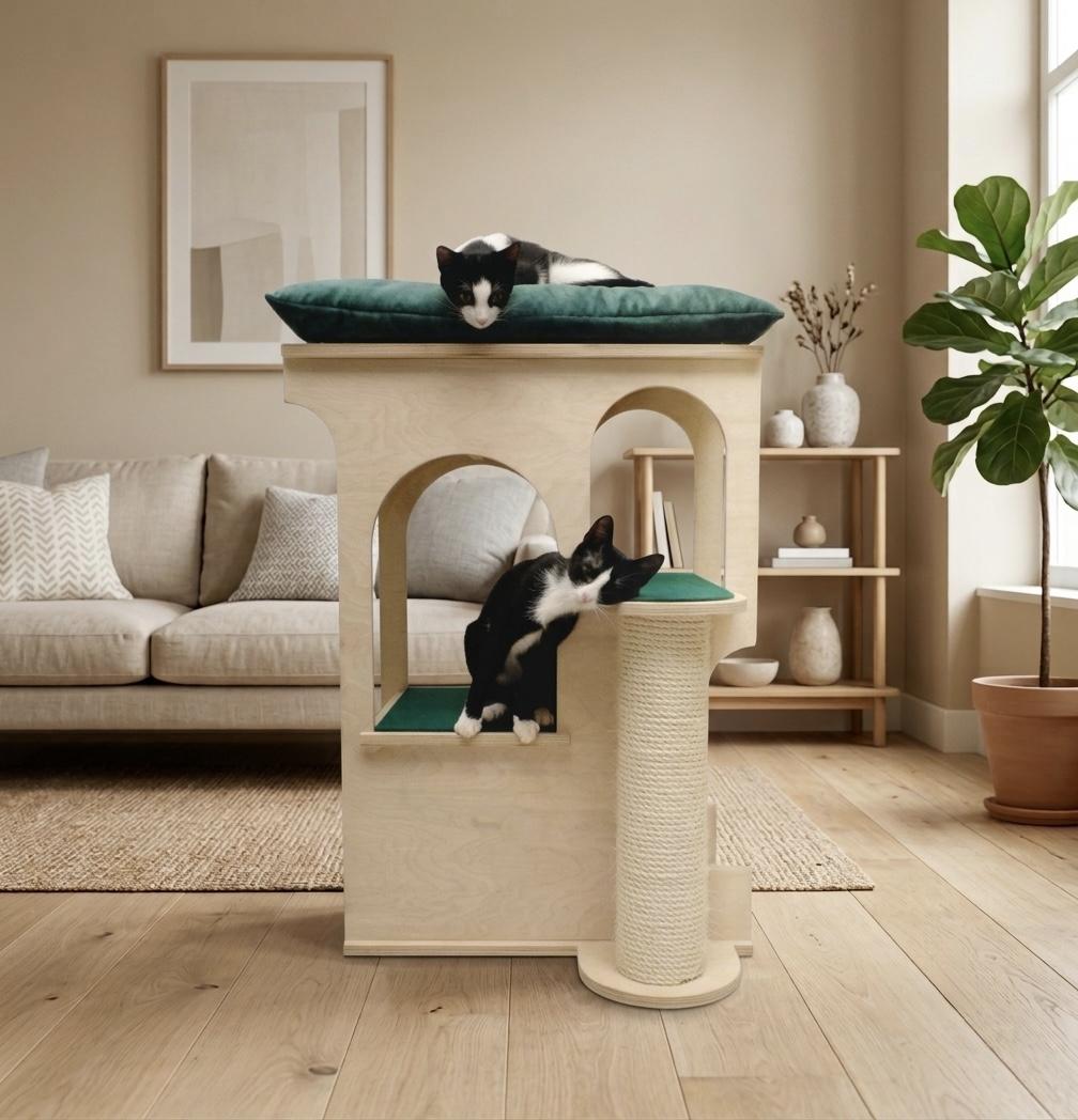 Cat Tower with Post Scratcher by If Cats Can Fly