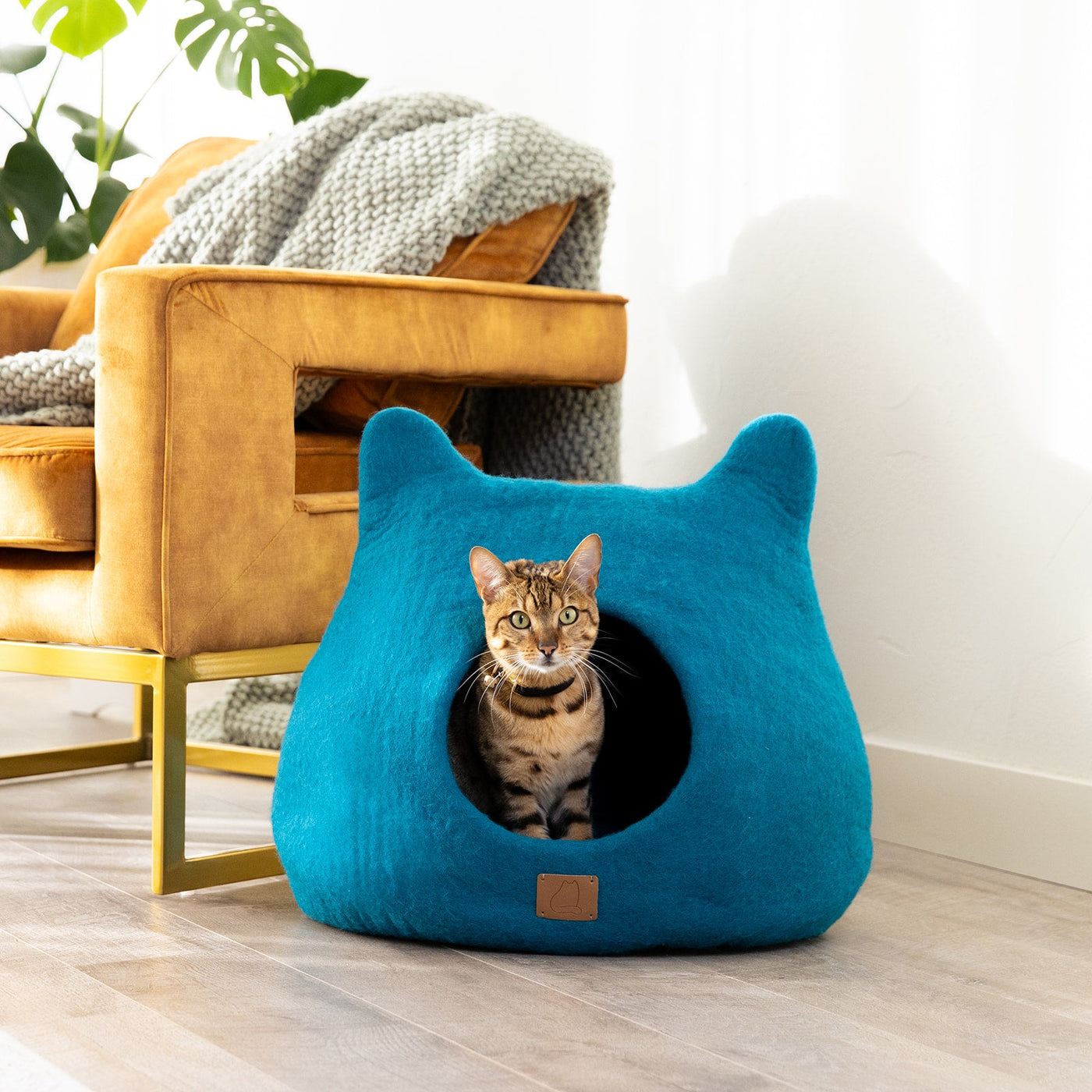 Felted Wool Cat Cave, Ears, a felted wool cat cave bed by Fuzzy Cove