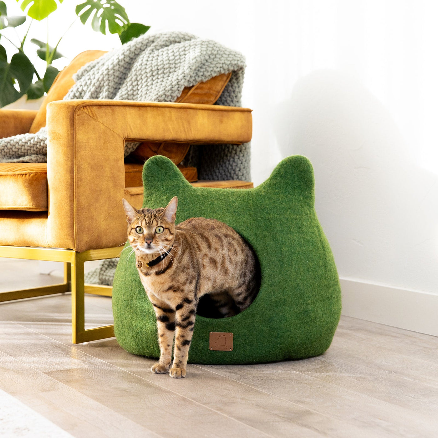 Felted Wool Cat Cave, Ears, a felted wool cat cave bed by Fuzzy Cove