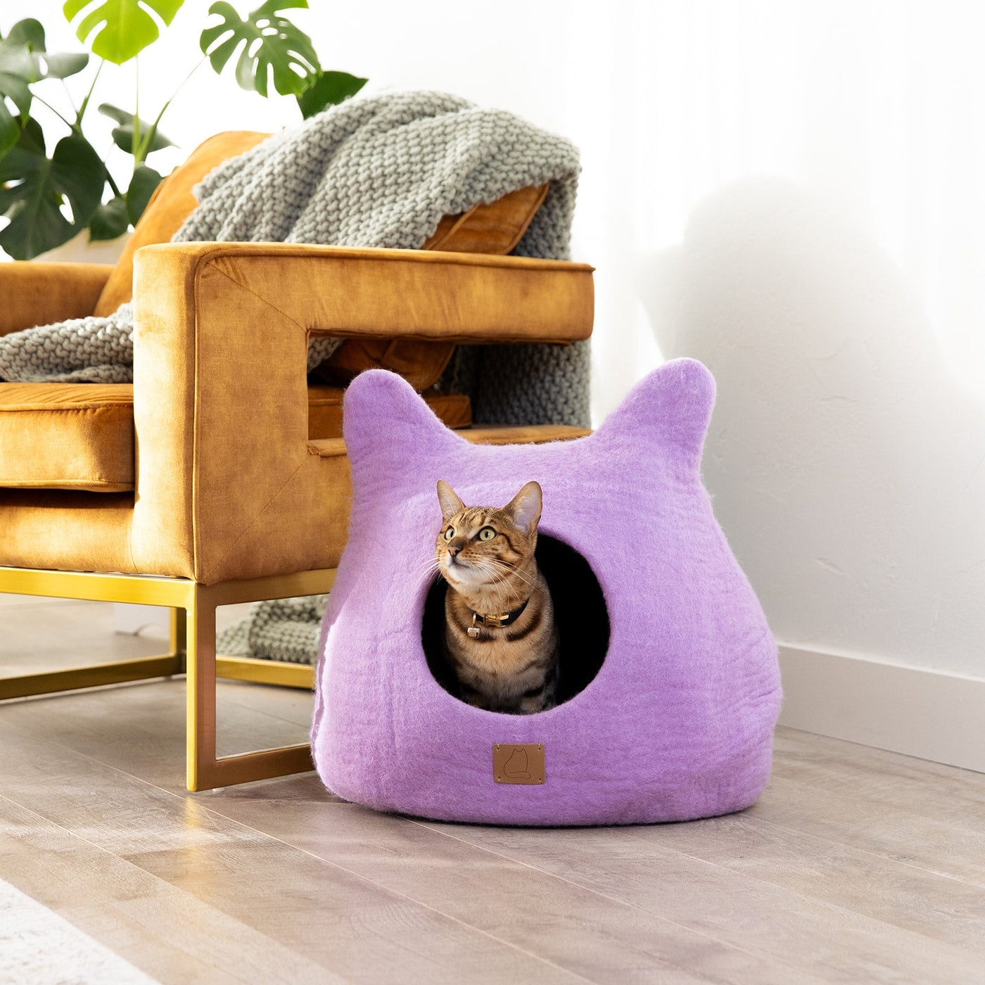 Felted Wool Cat Cave, Ears, a felted wool cat cave bed by Fuzzy Cove