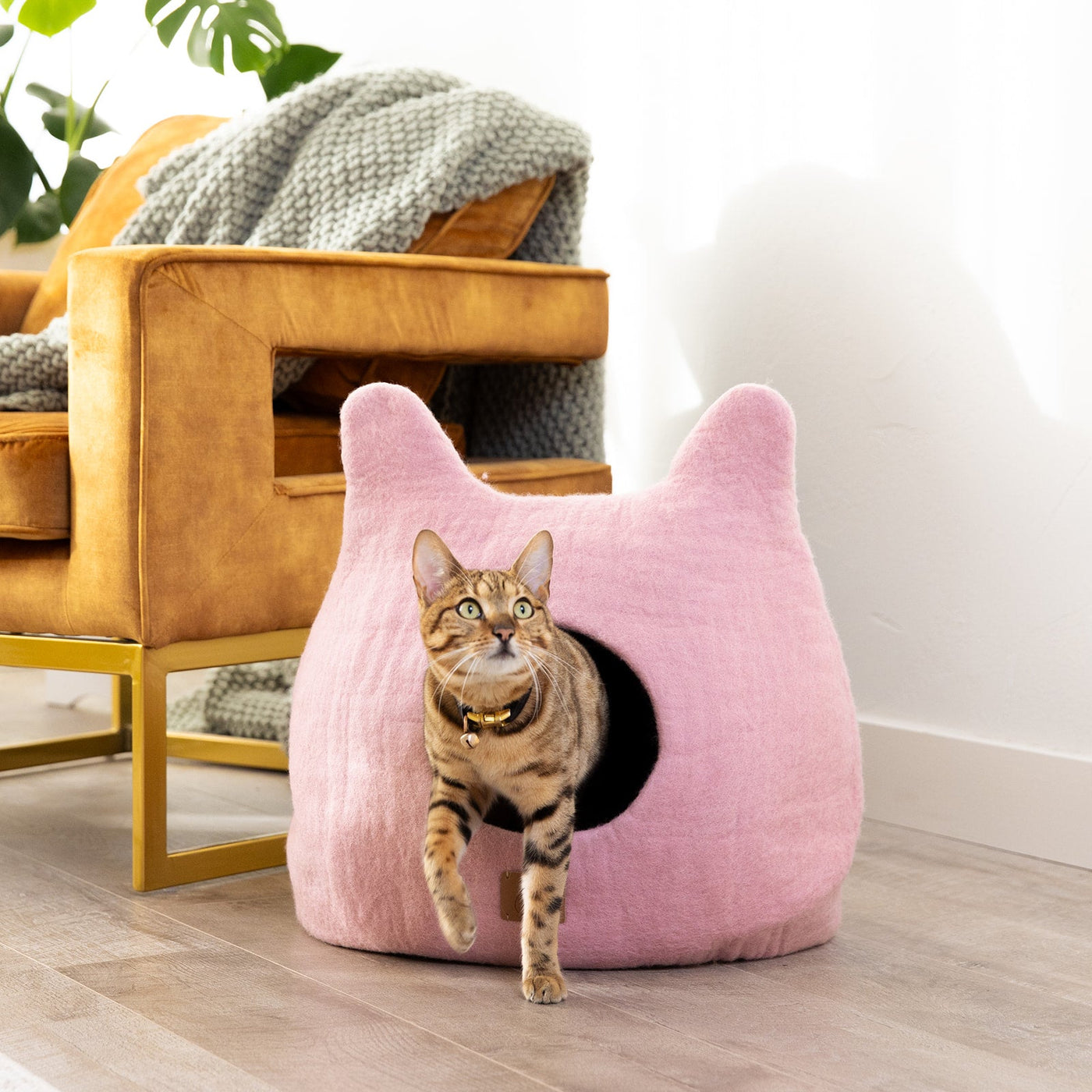 Felted Wool Cat Cave, Ears, a felted wool cat cave bed by Fuzzy Cove