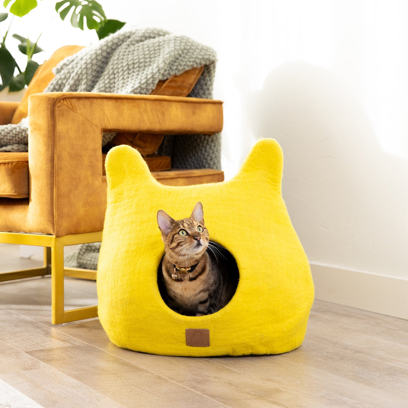 Felted Wool Cat Cave, Ears, a felted wool cat cave bed by Fuzzy Cove