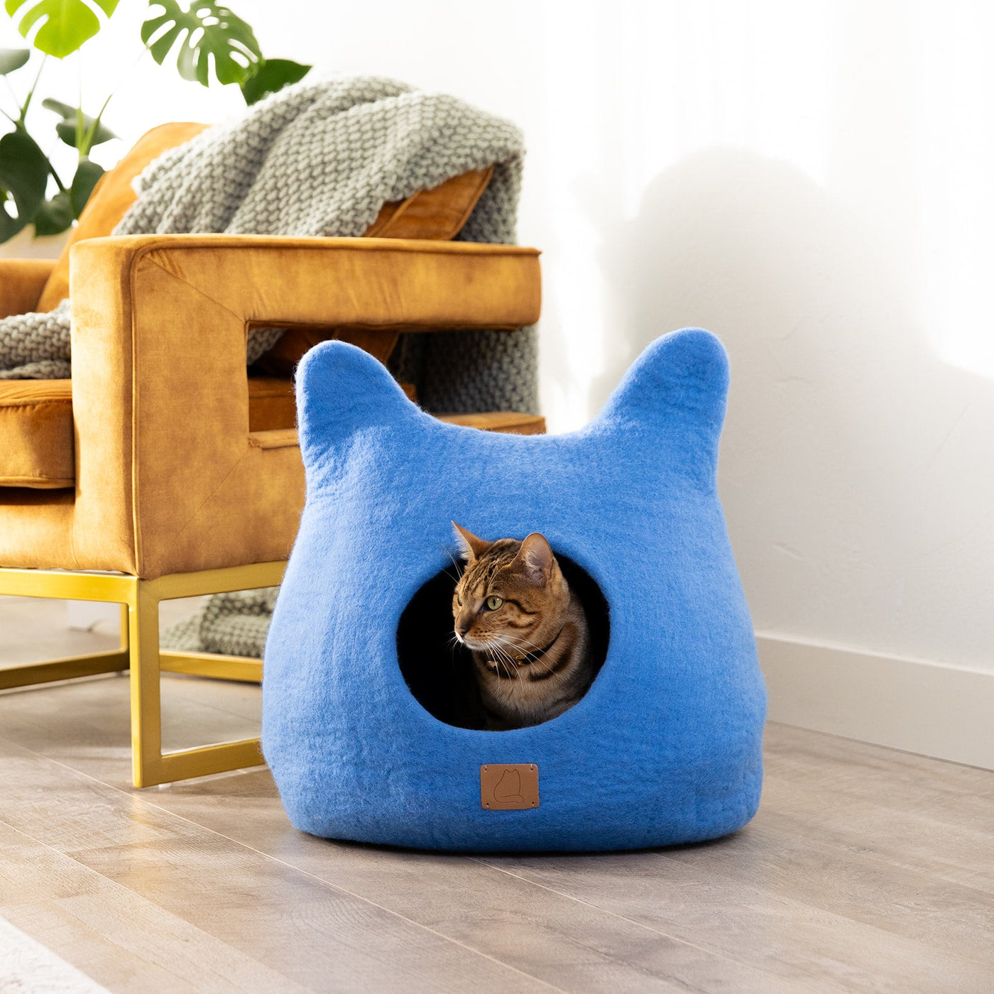 Felted Wool Cat Cave, Ears, a felted wool cat cave bed by Fuzzy Cove