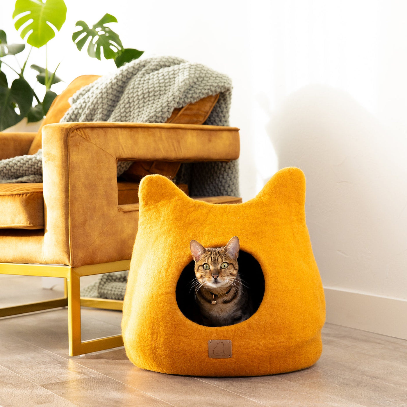 Felted Wool Cat Cave, Ears, a felted wool cat cave bed by Fuzzy Cove