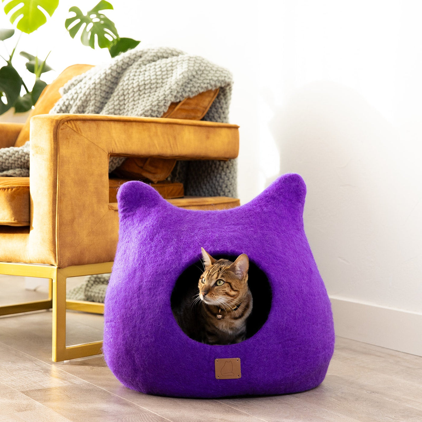 Felted Wool Cat Cave, Ears, a felted wool cat cave bed by Fuzzy Cove