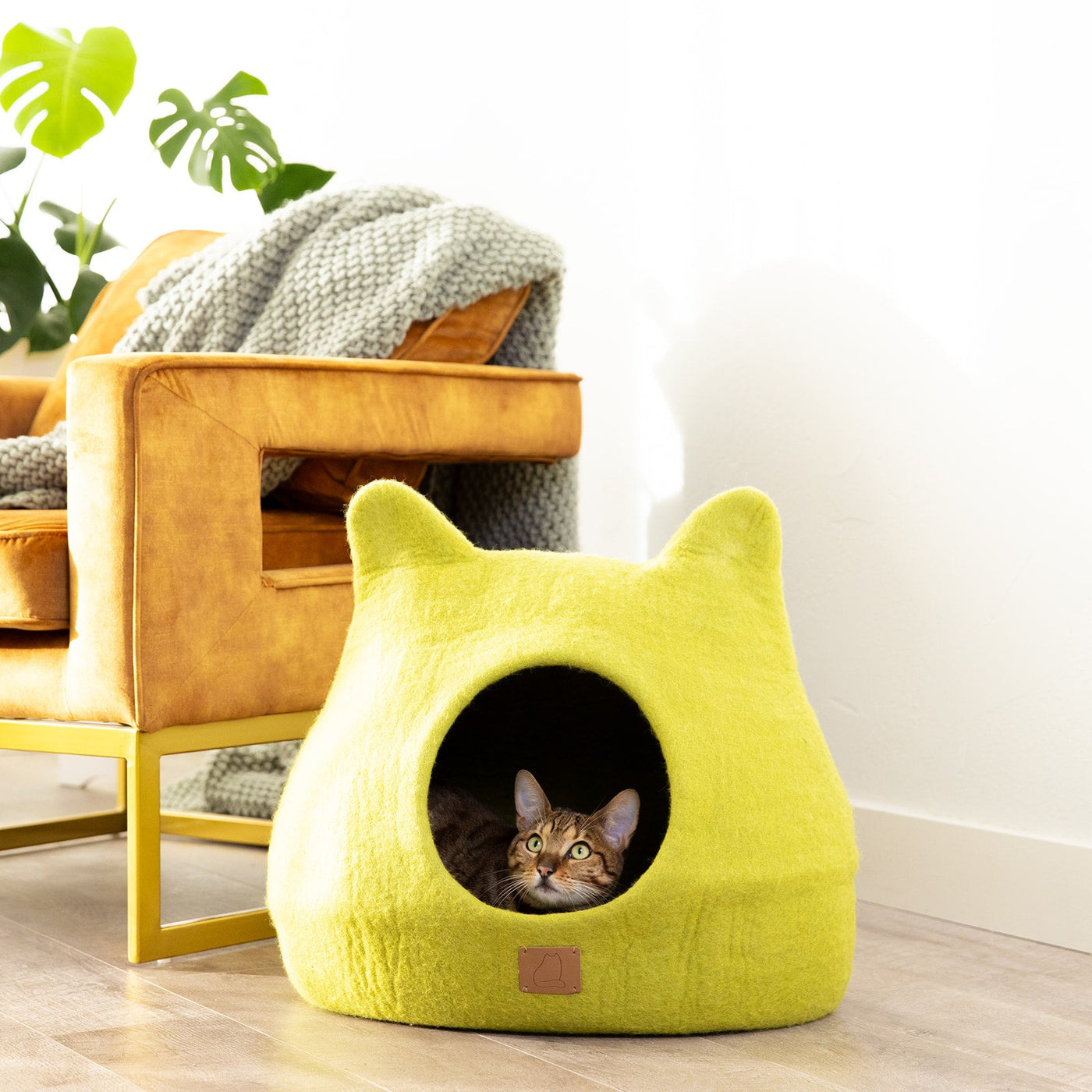 Felted Wool Cat Cave, Ears, a felted wool cat cave bed by Fuzzy Cove