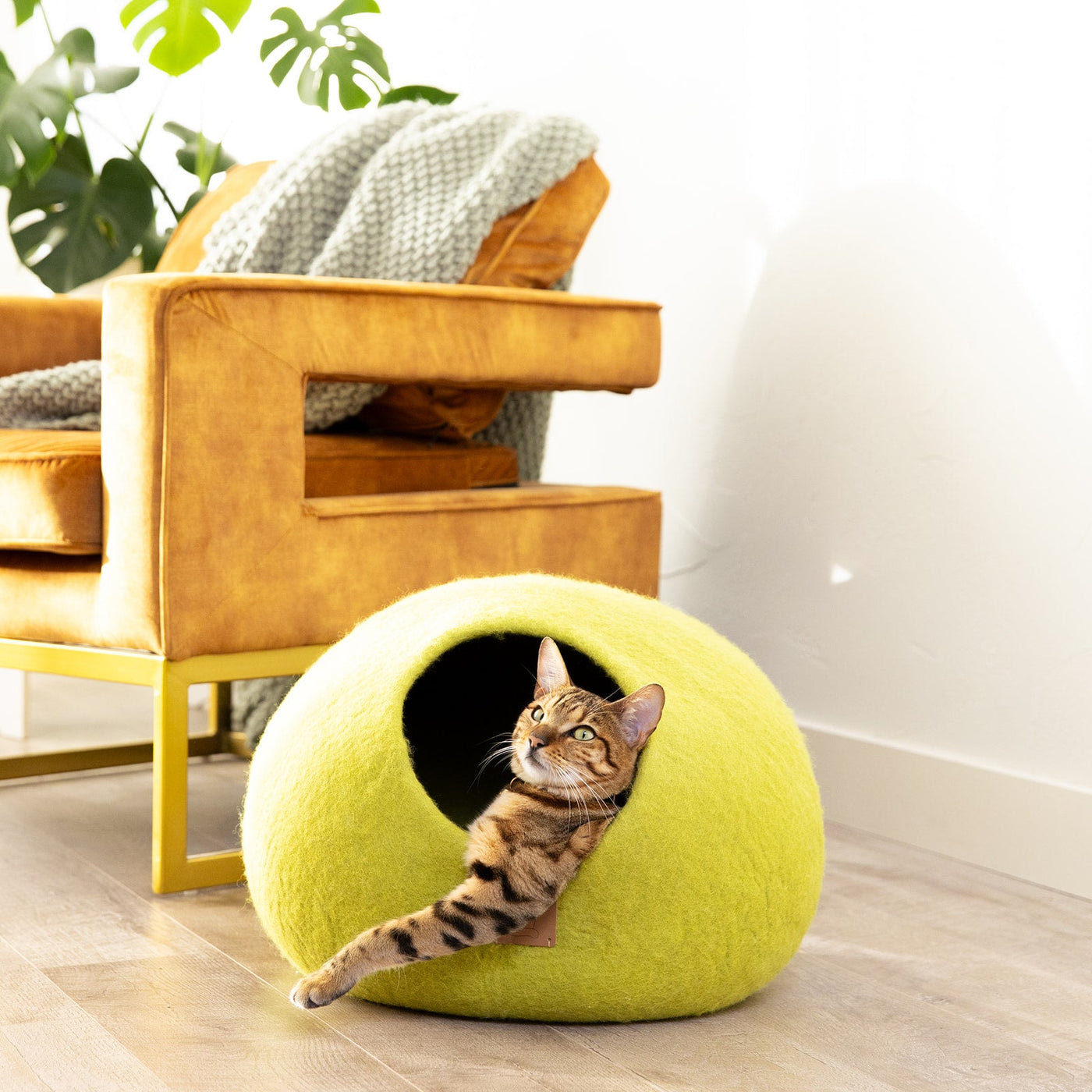 Felted Wool Cat Cave, Round, a felted wool cat cave bed by Fuzzy Cove