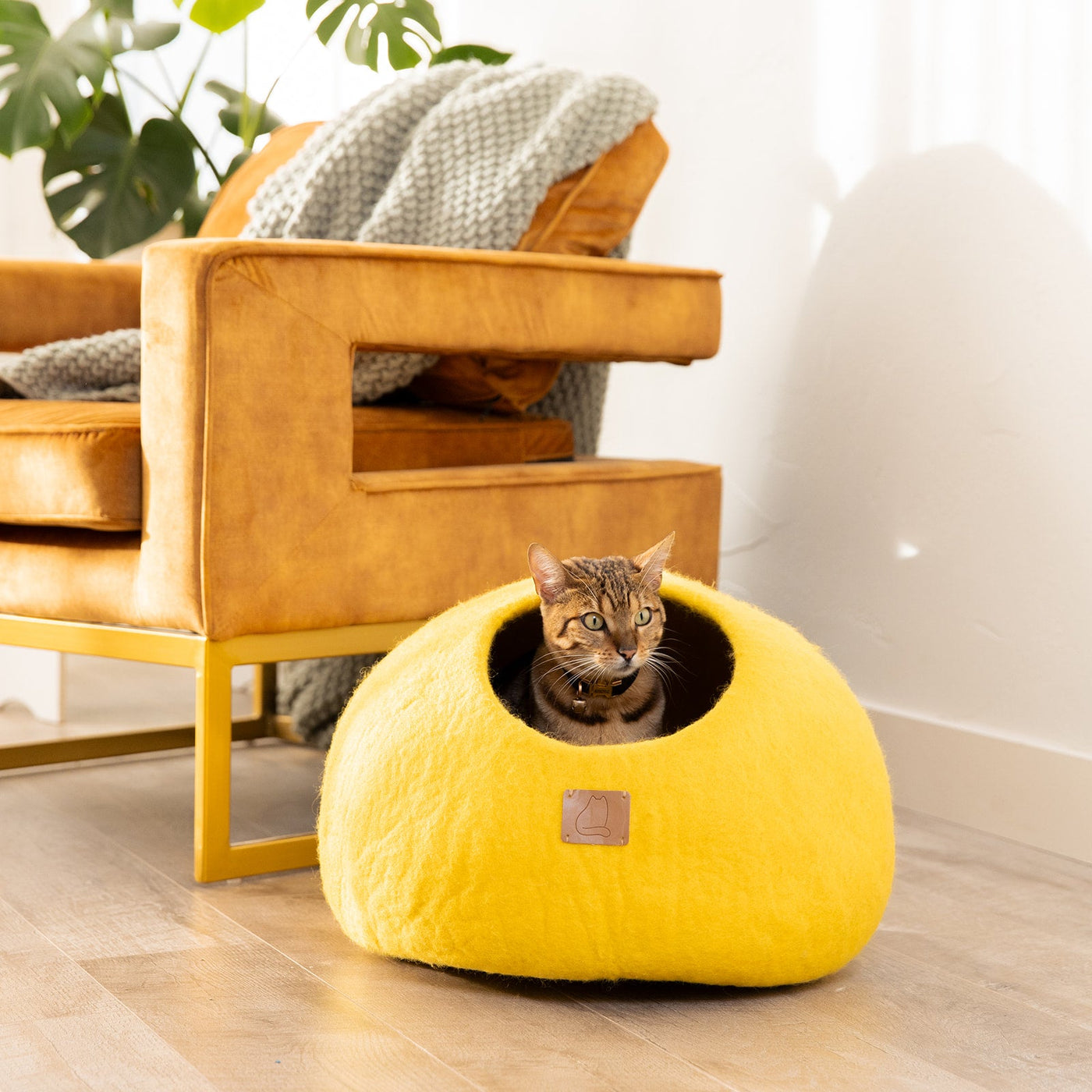Felted Wool Cat Cave, Round, a felted wool cat cave bed by Fuzzy Cove