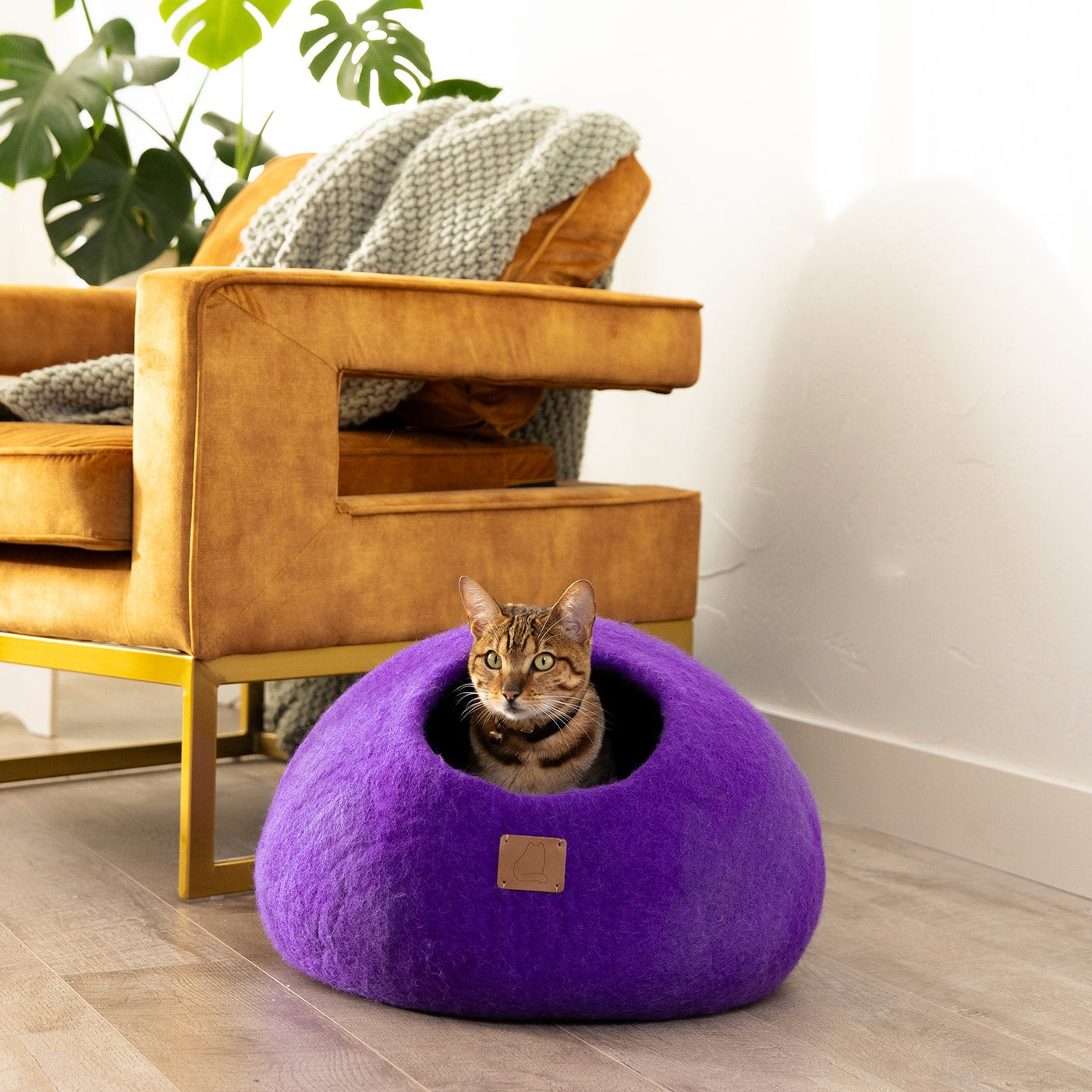Felted Wool Cat Cave, Round, a felted wool cat cave bed by Fuzzy Cove