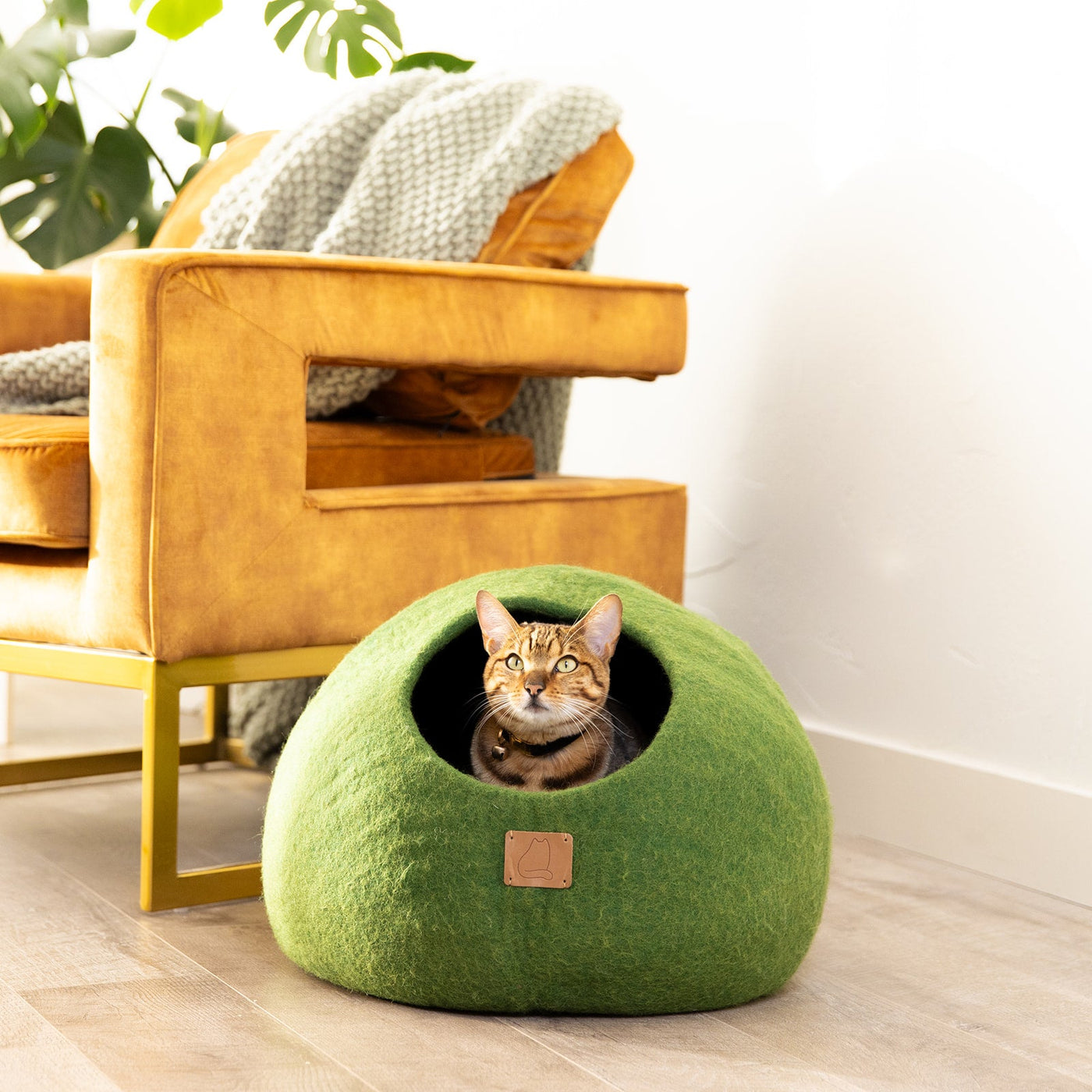 Felted Wool Cat Cave, Round, a felted wool cat cave bed by Fuzzy Cove