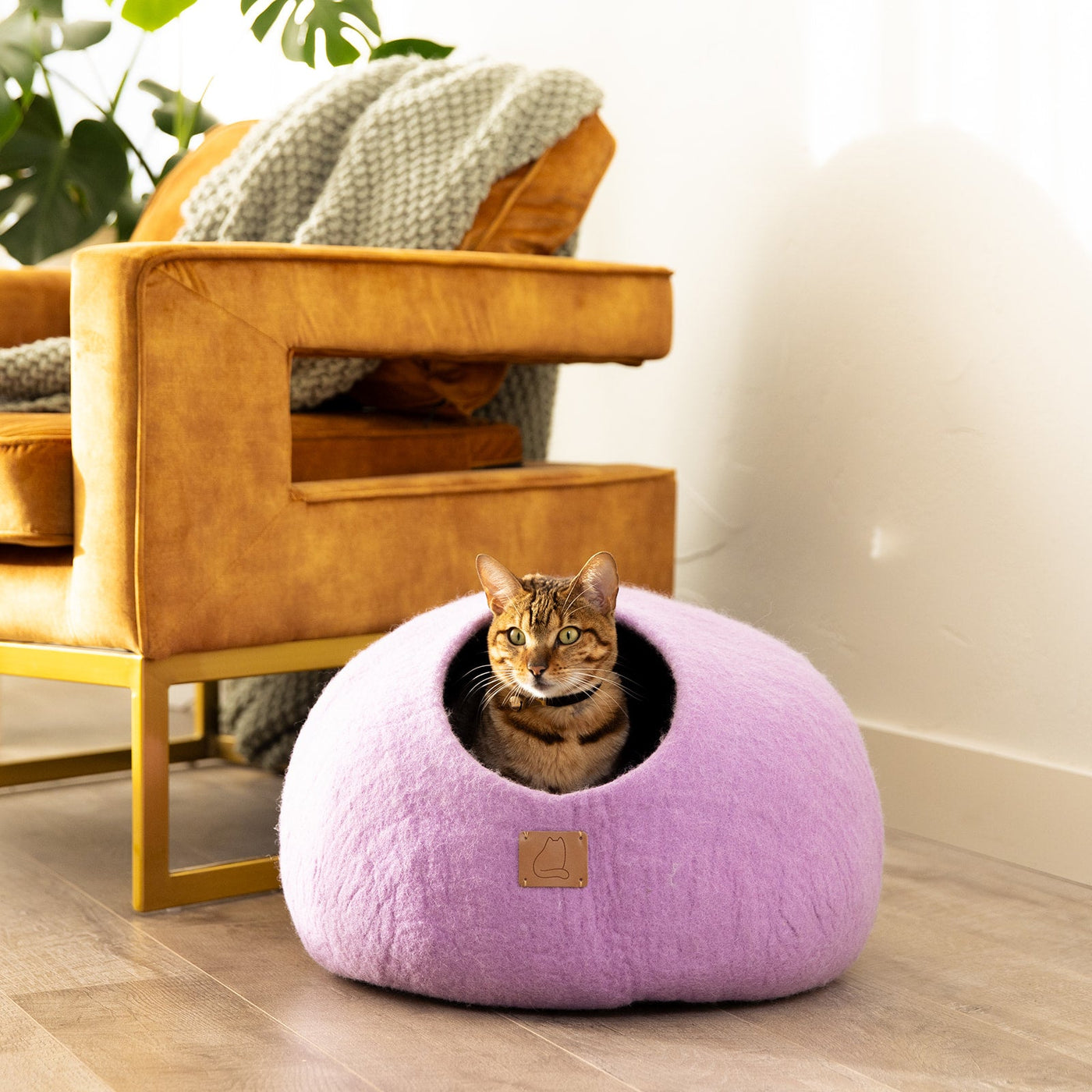 Felted Wool Cat Cave, Round, a felted wool cat cave bed by Fuzzy Cove