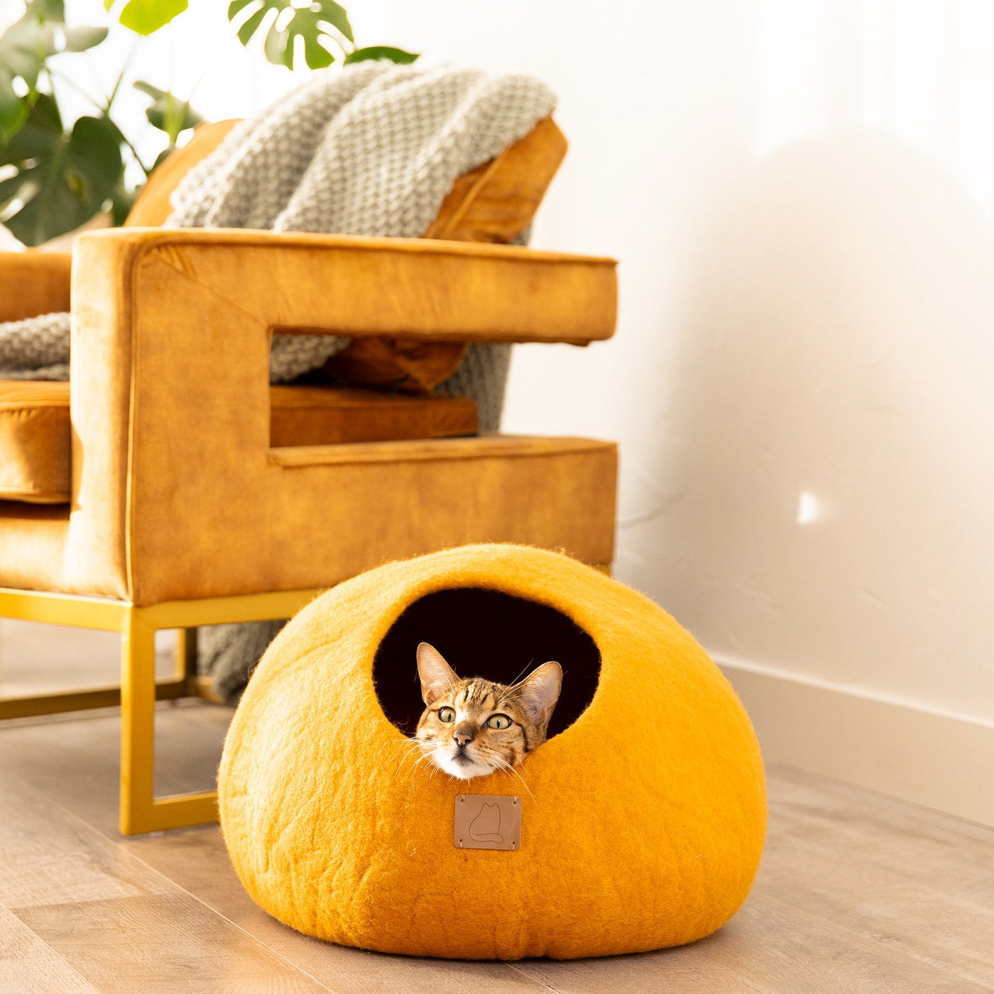 Felted Wool Cat Cave, Round, a felted wool cat cave bed by Fuzzy Cove