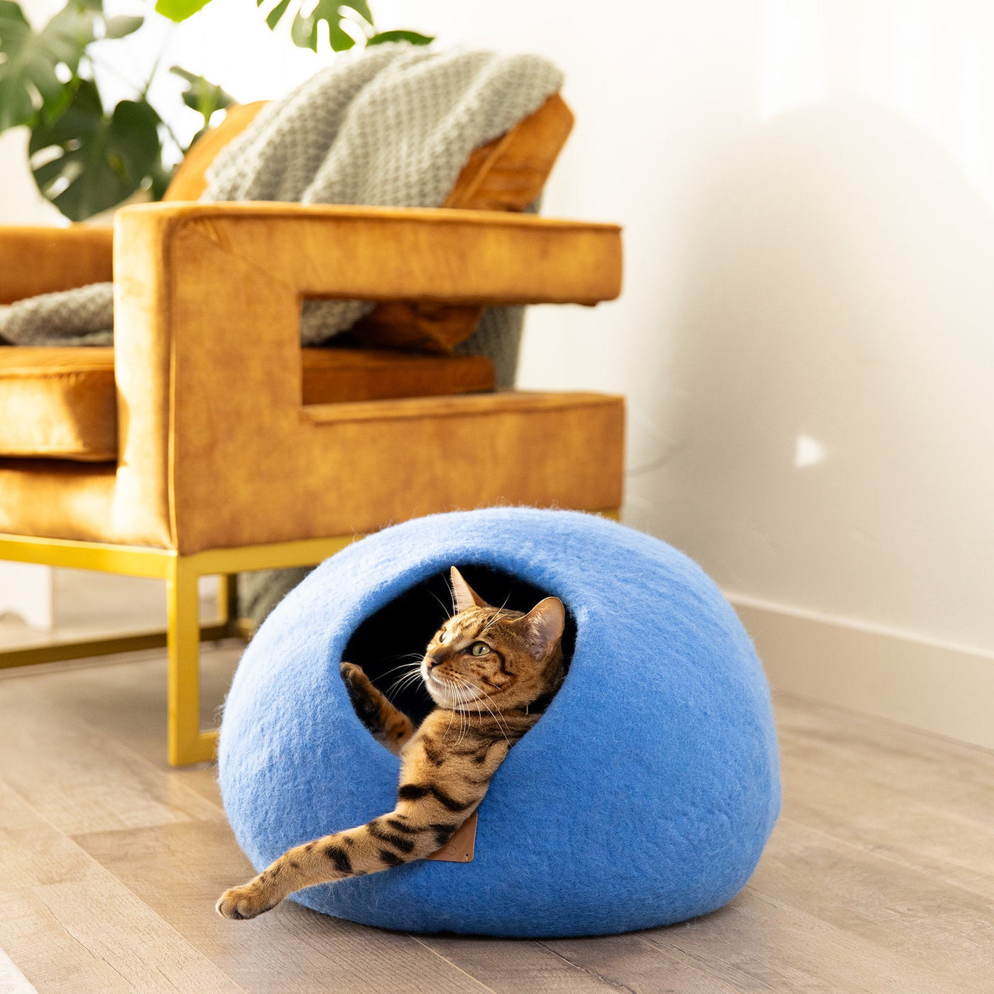 Felted Wool Cat Cave, Round, a felted wool cat cave bed by Fuzzy Cove