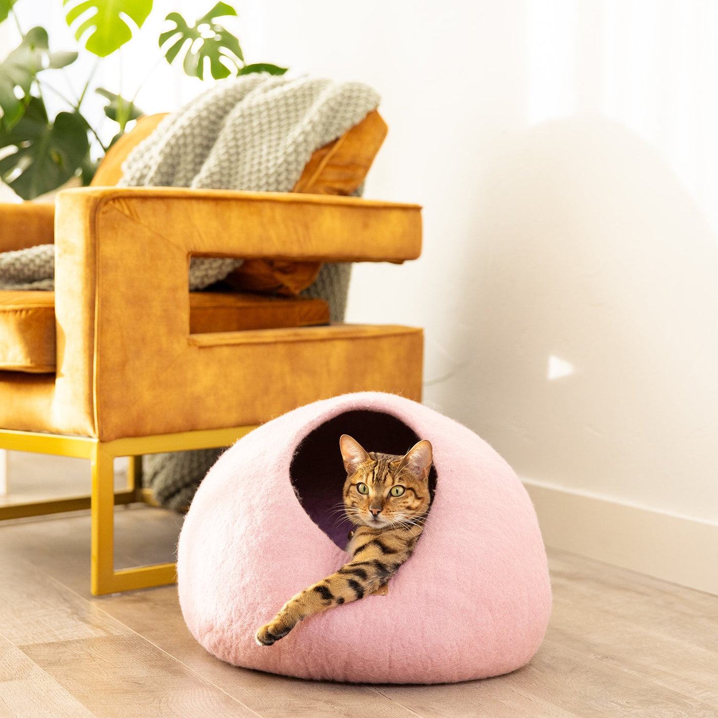Felted Wool Cat Cave, Round, a felted wool cat cave bed by Fuzzy Cove