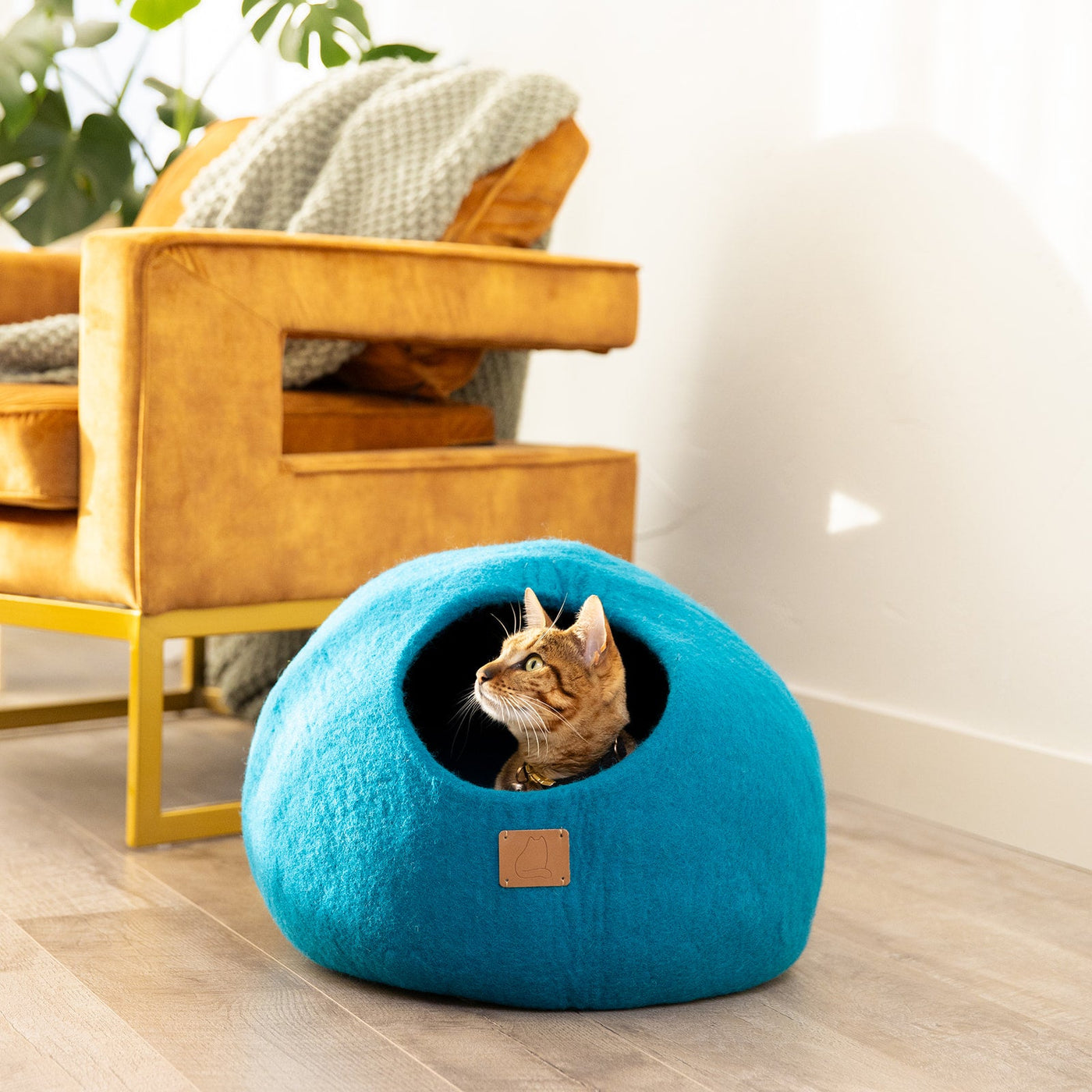 Felted Wool Cat Cave, Round, a felted wool cat cave bed by Fuzzy Cove