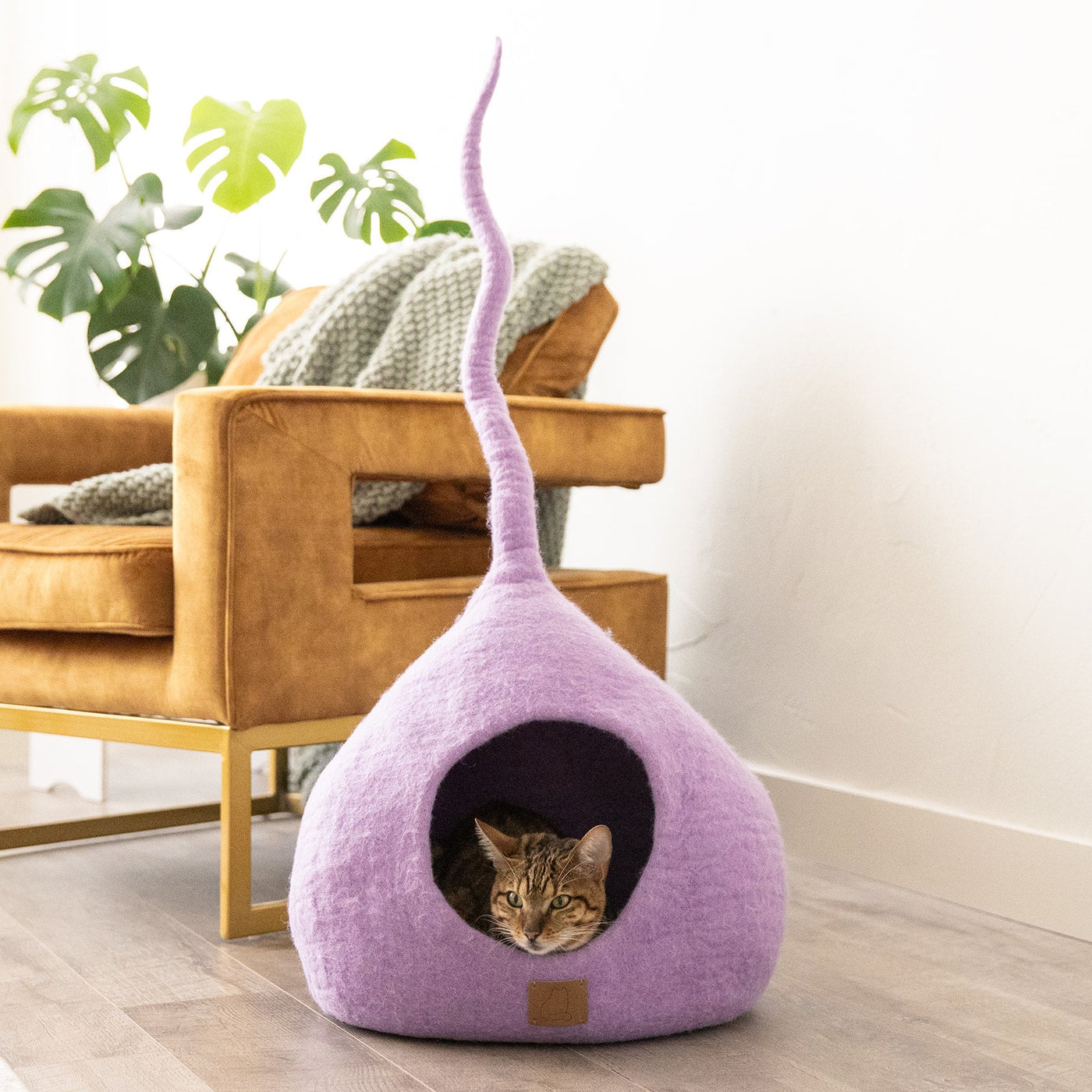 Felted Wool Cat Cave, Tail, a felted wool cat cave bed by Fuzzy Cove