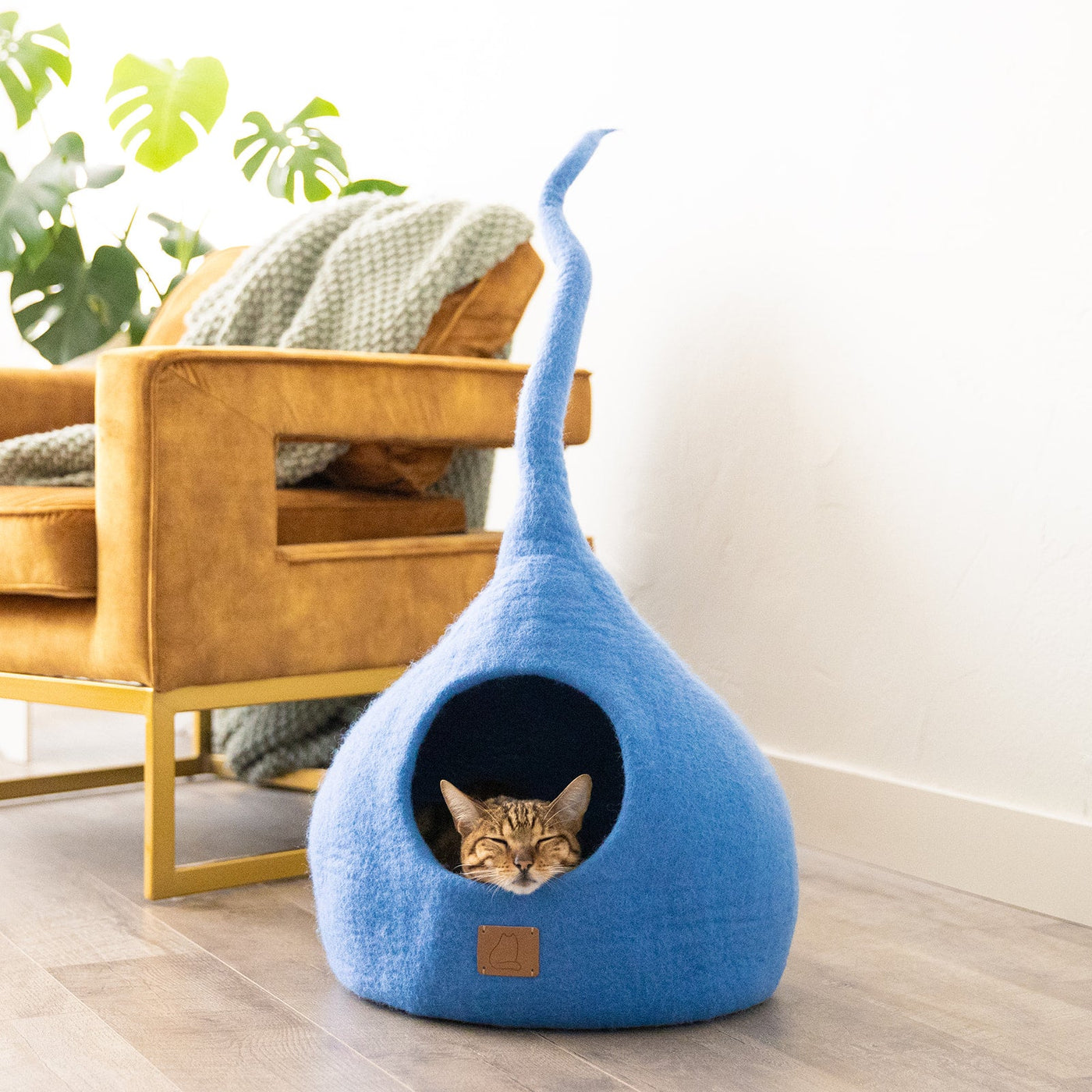 Felted Wool Cat Cave, Tail, a felted wool cat cave bed by Fuzzy Cove