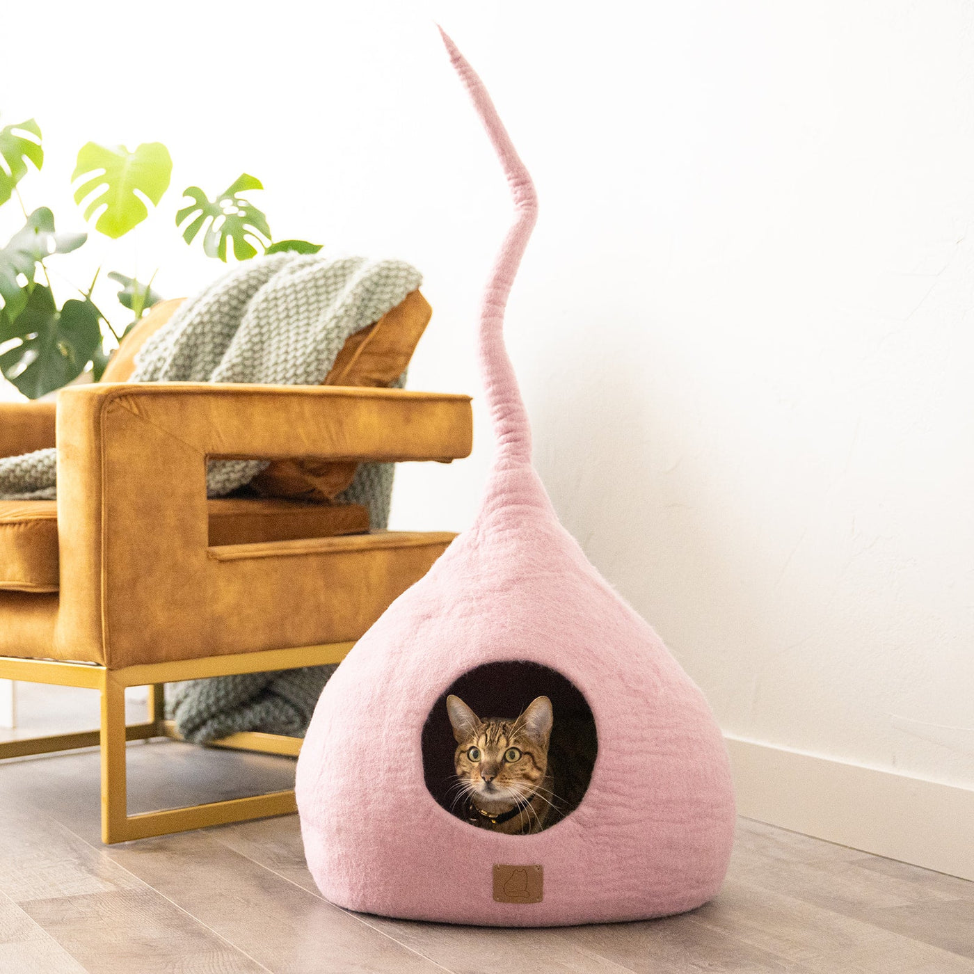 Felted Wool Cat Cave, Tail, a felted wool cat cave bed by Fuzzy Cove