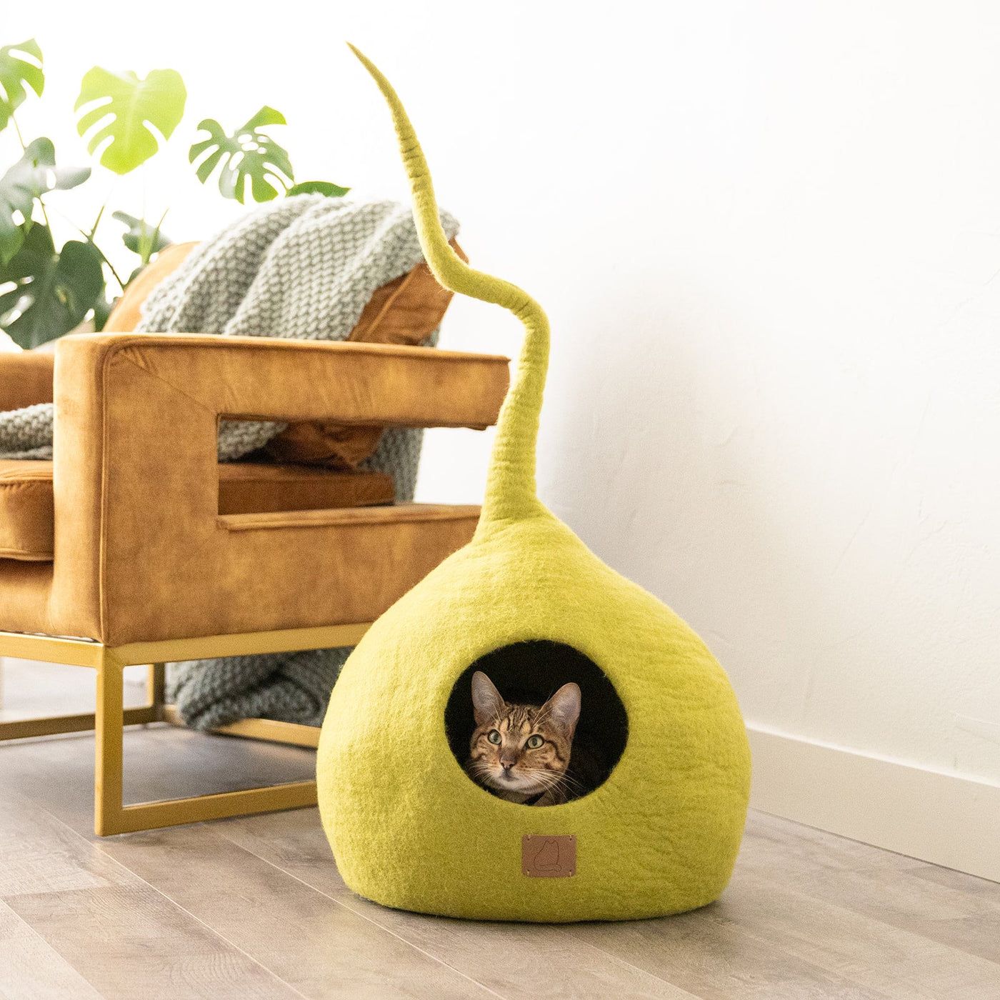 Felted Wool Cat Cave, Tail, a felted wool cat cave bed by Fuzzy Cove