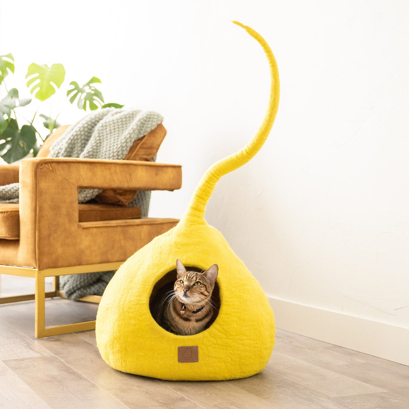Felted Wool Cat Cave, Tail, a felted wool cat cave bed by Fuzzy Cove