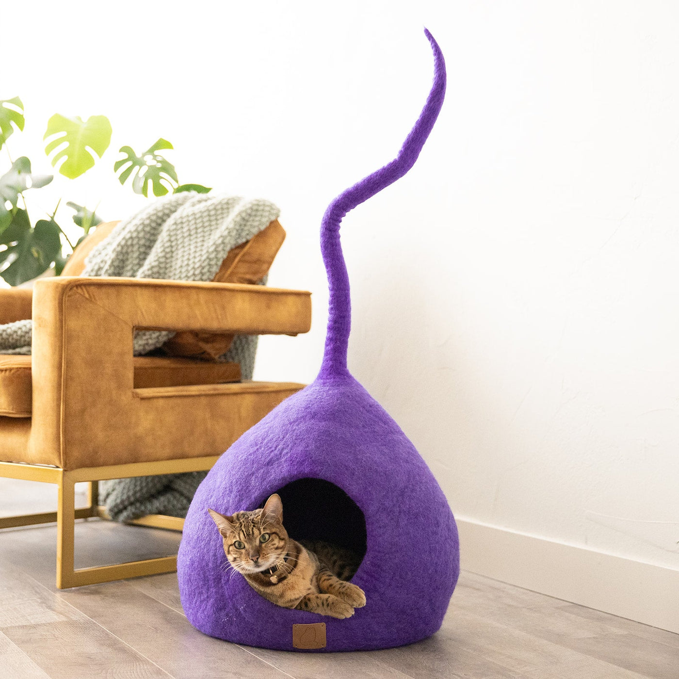 Felted Wool Cat Cave, Tail, a felted wool cat cave bed by Fuzzy Cove