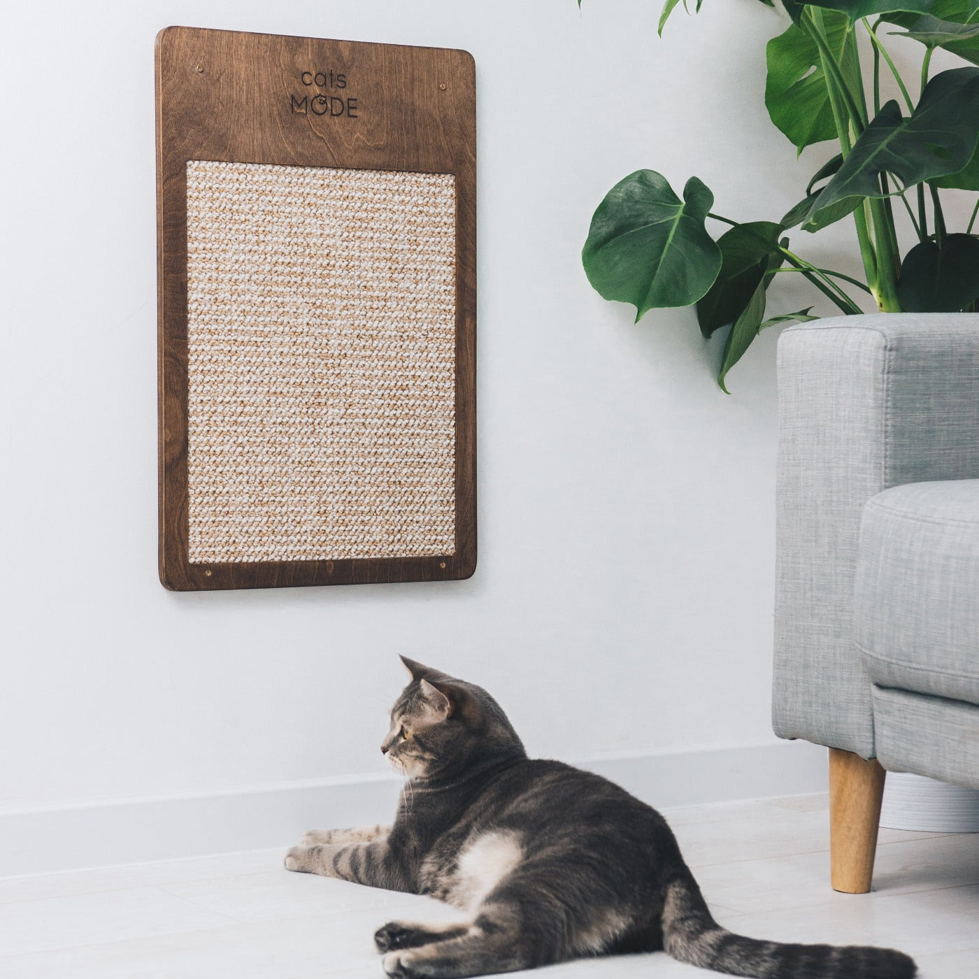 Cat Wall Scratcher Dark Walnut