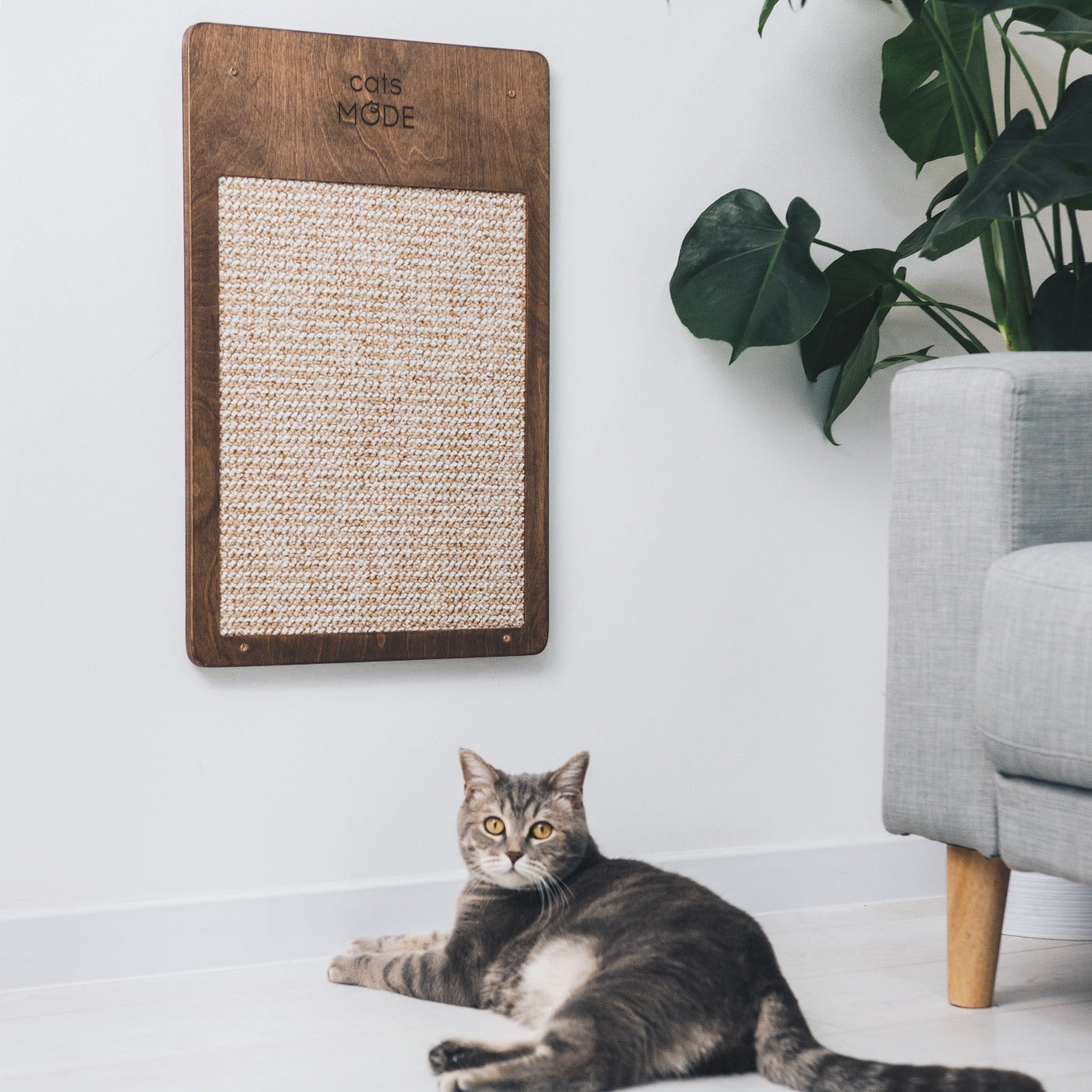 Cat Wall Scratcher Dark Walnut