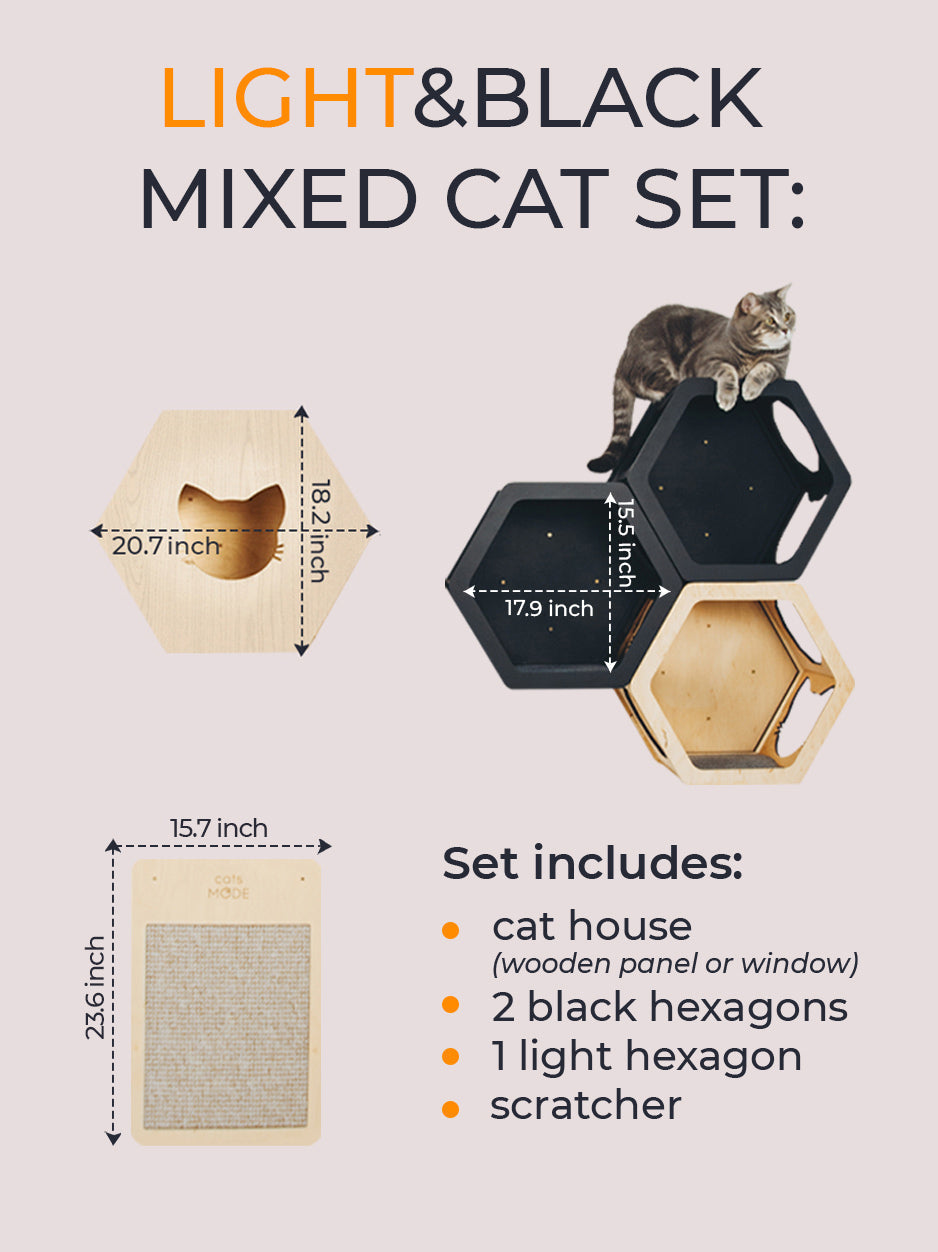 Light & Black Mixed Cat Set