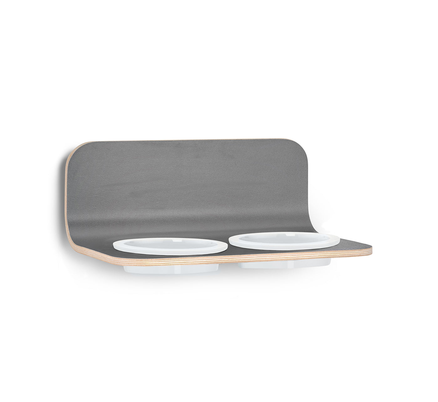 Arco Cat Feeder, Porcelain Bowls, Grey