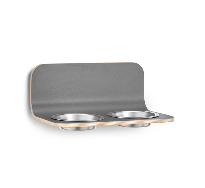 Arco Cat Feeder, Steel Bowls, Grey