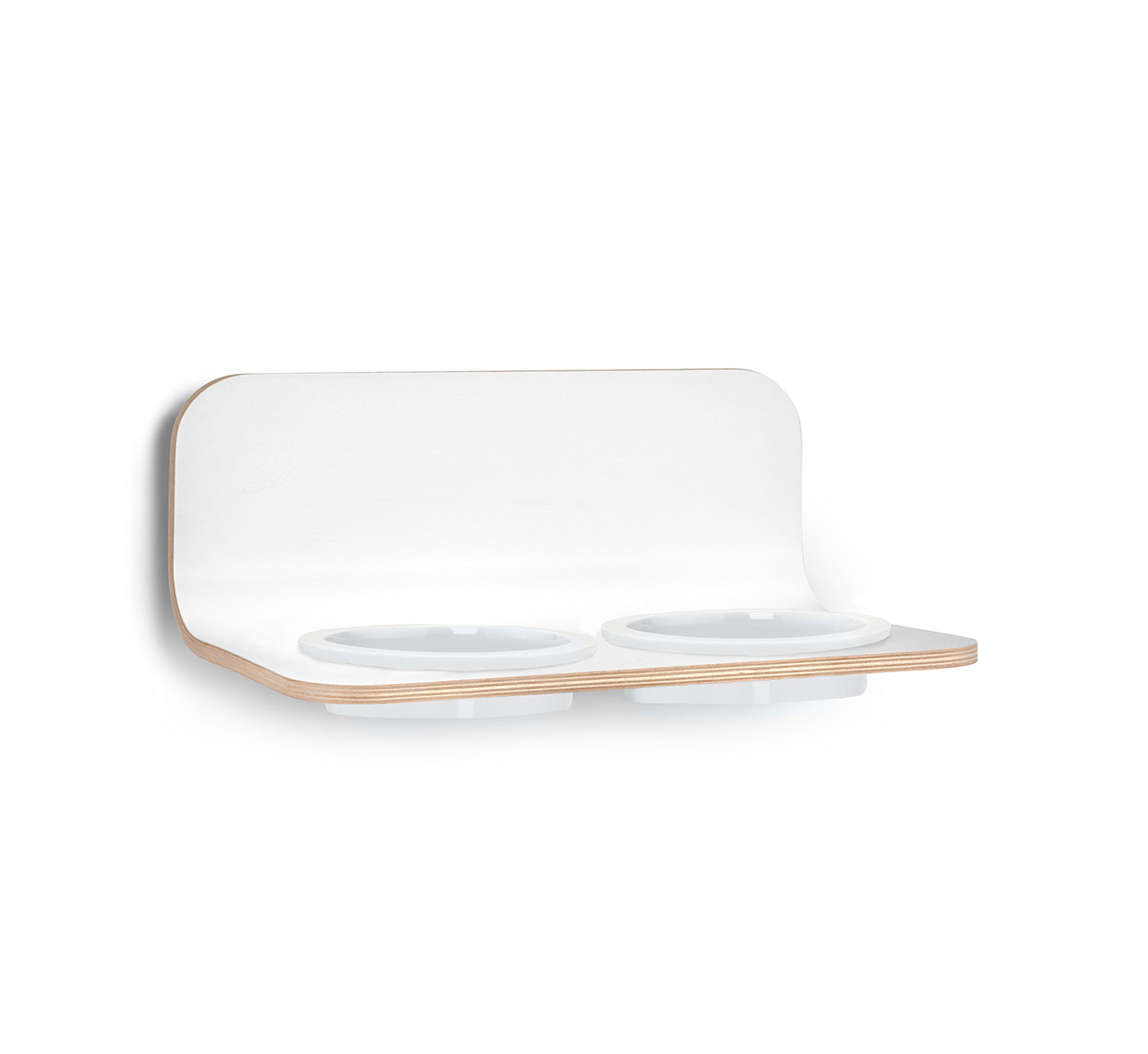 Arco Cat Feeder, Porcelain Bowls, White