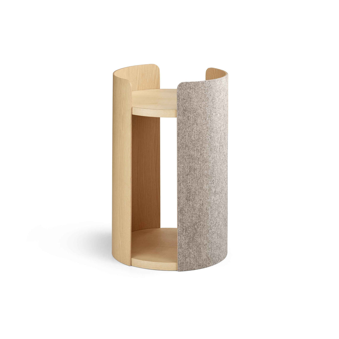 MiaCara Torre cat tower in natural ash with a beige felt scratch panel