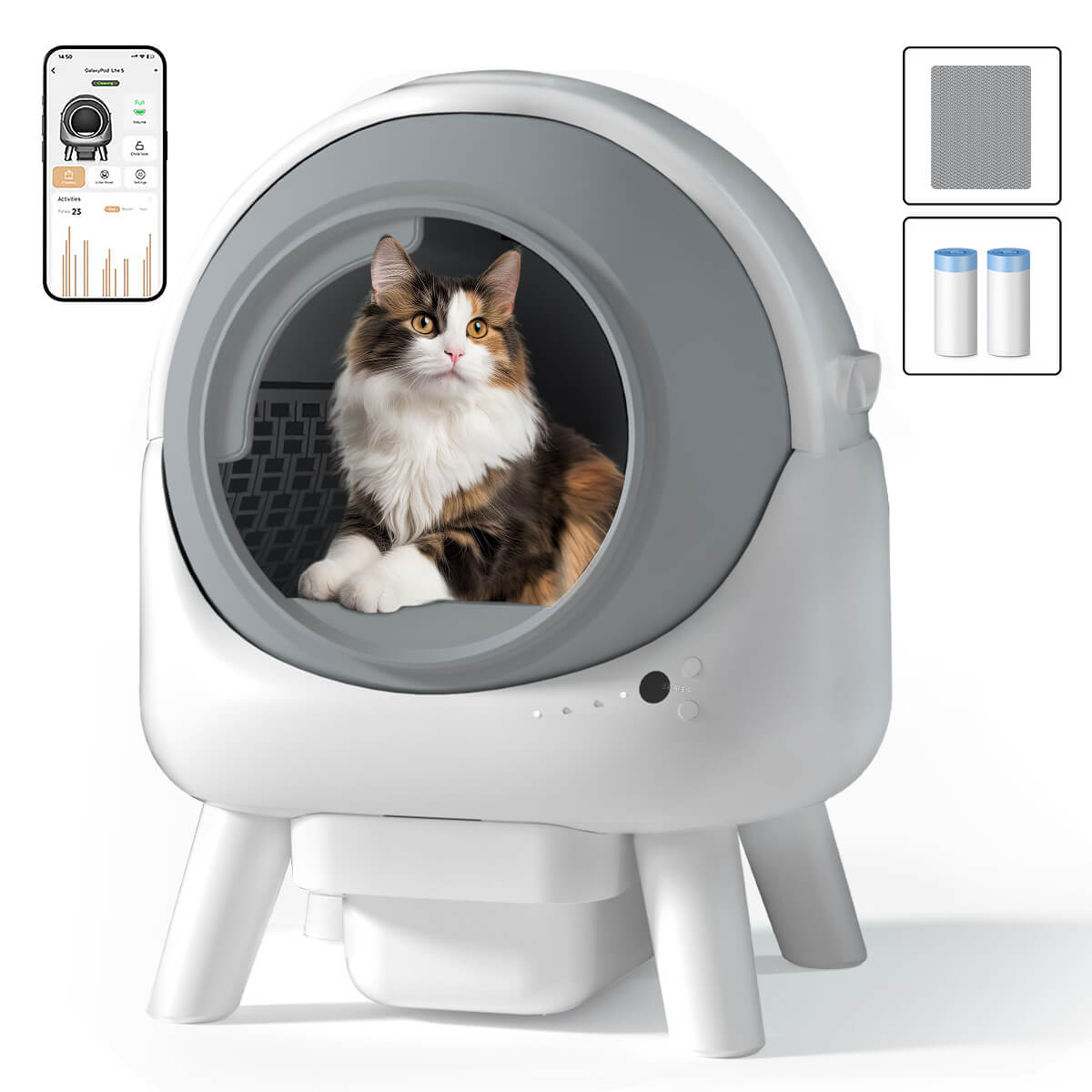 Orbitie Automatic Self-Cleaning Litter Box, White