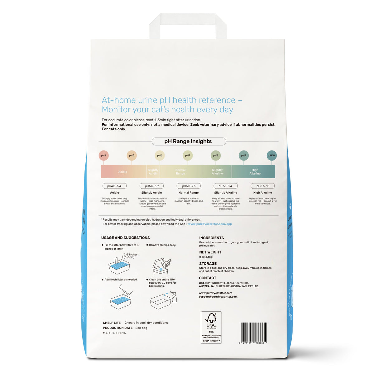 Purrify plant-based clumping cat litter with Smart pH Insight