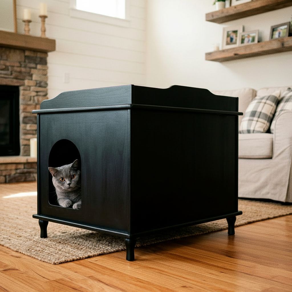 Designer Cat Litter Cabinet, Black by Designer Pet, view 4